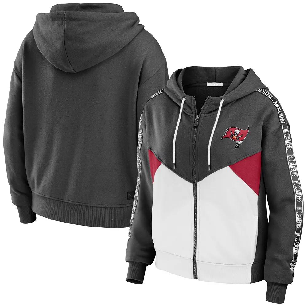 Women's WEAR by Erin Andrews Brown/White Cleveland Browns Color-Block Full-Zip Hoodie,  Product Image