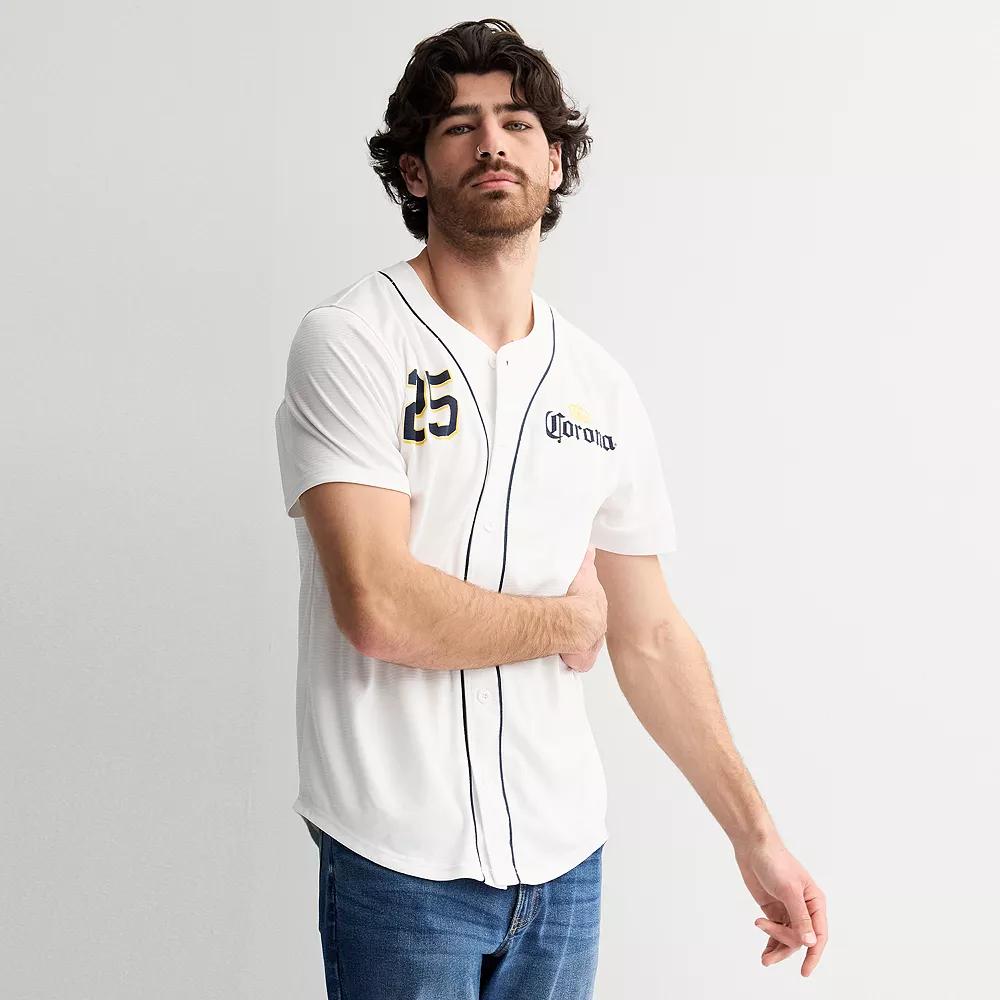 Men's Corona Palm Trees Baseball Jersey, Size: XXL, White Product Image