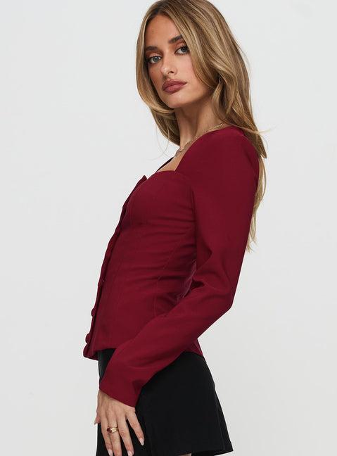 Gaskin Long Sleeve Top Burgundy Product Image