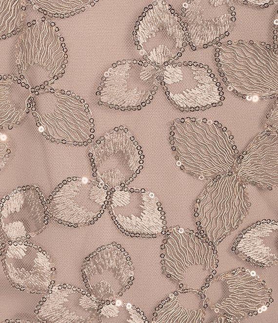 Le Bos Plus Size Georgette 3/4 Bell Sleeve Embroidered Sequin Scoop Neck 3-Piece Pant Set Product Image