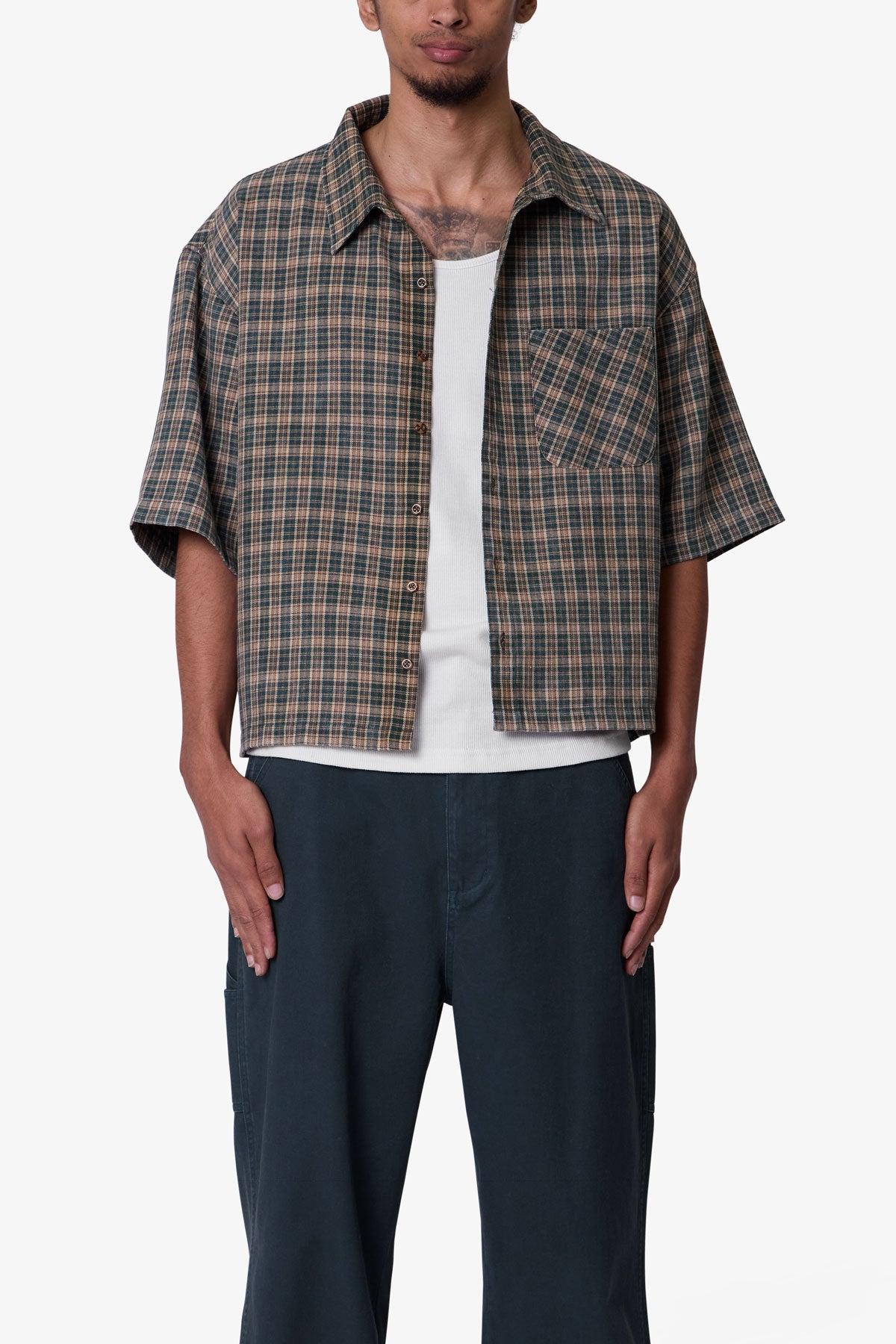 Washed Poplin Over Shirt - Green/Brown Product Image