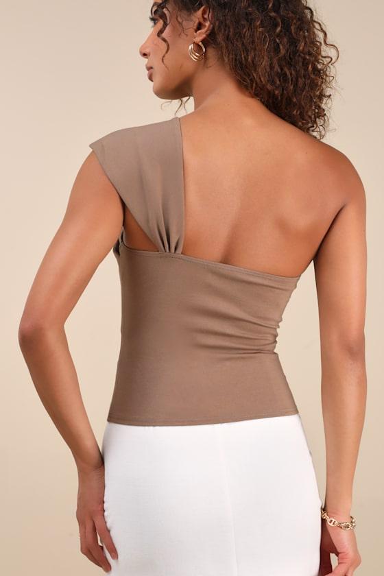 Rudia Brown One-Shoulder Top Product Image