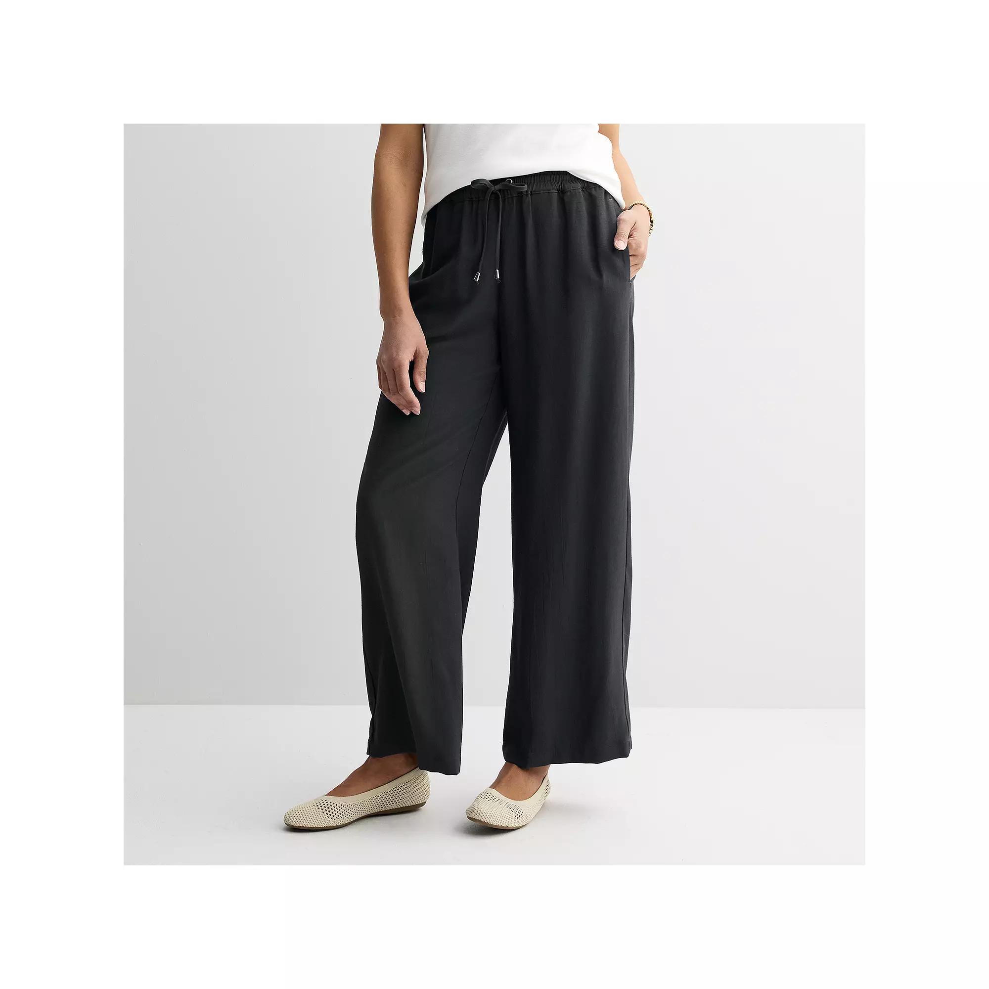 Women's Croft & Barrow® Relaxed Fit Pull-On Pants, Size: Small, Mineral Black Product Image