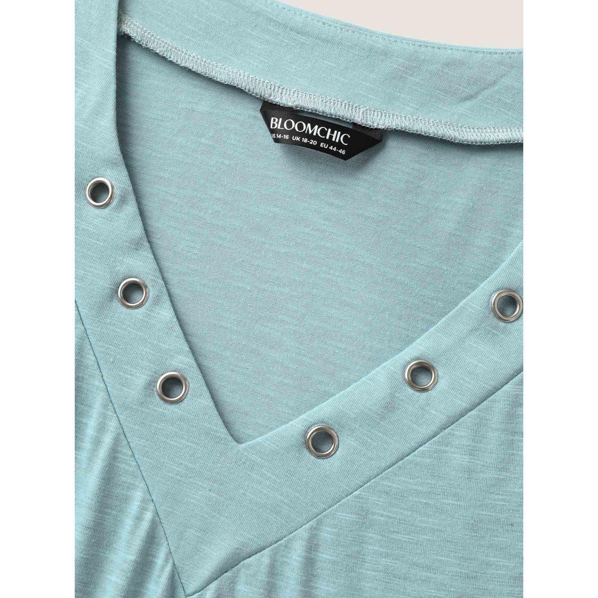 Plus Size Textured Loop V-Neckline Tank Top Women Stone Eyelet V-neck Everyday-Casual Tank Tops Camis BloomChic 26/4X Product Image