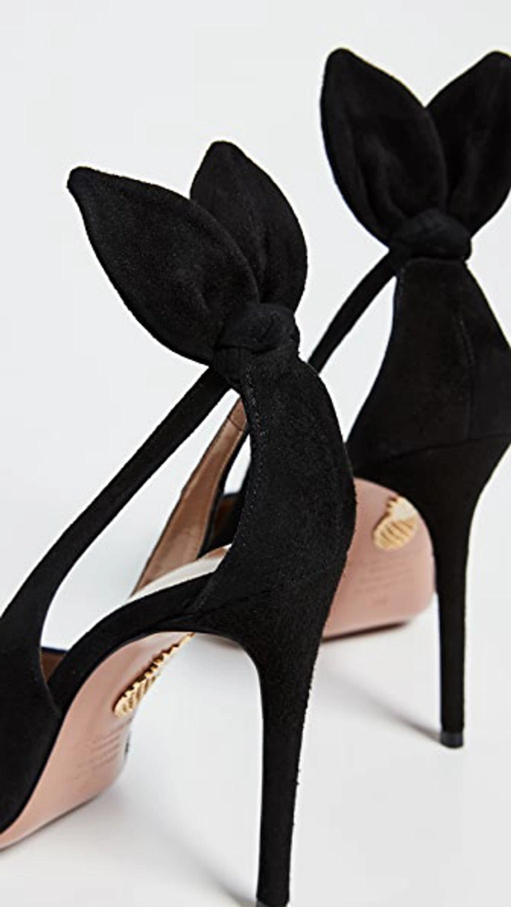 AQUAZZURA Bow Tie 85 Suede Pumps In Black Product Image