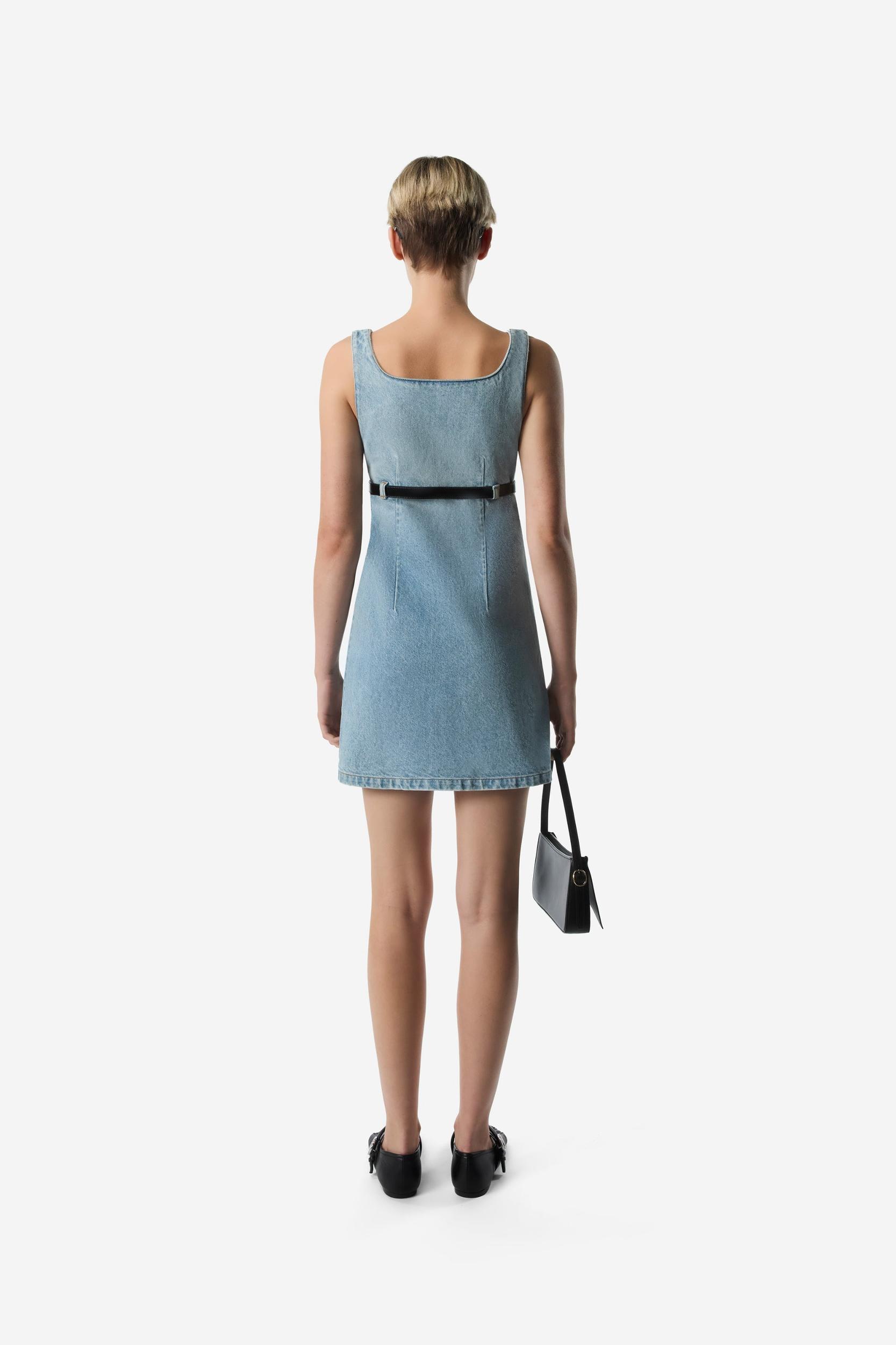 Belted Denim Mini Dress Product Image