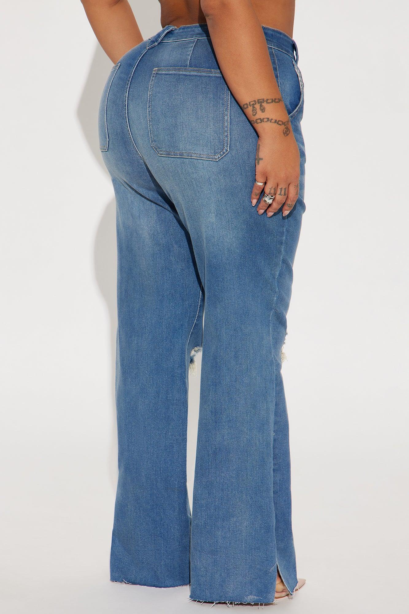 Doubling Down Ripped Flare Jeans - Medium Wash Product Image