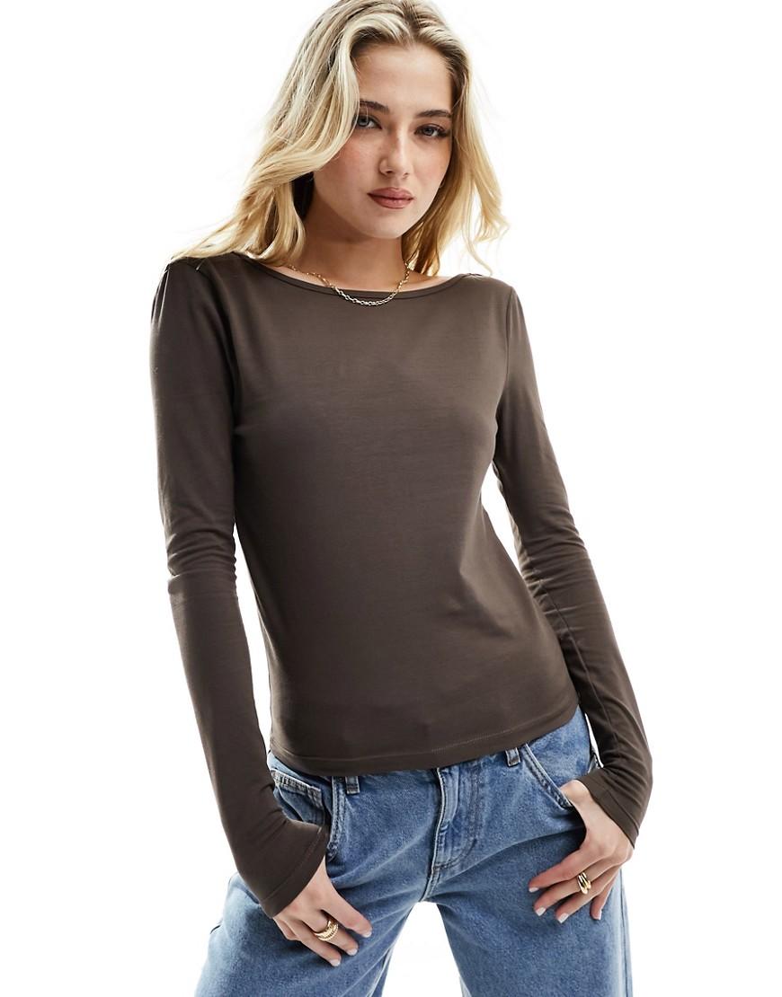 ASOS DESIGN scoop back long sleeve top Product Image