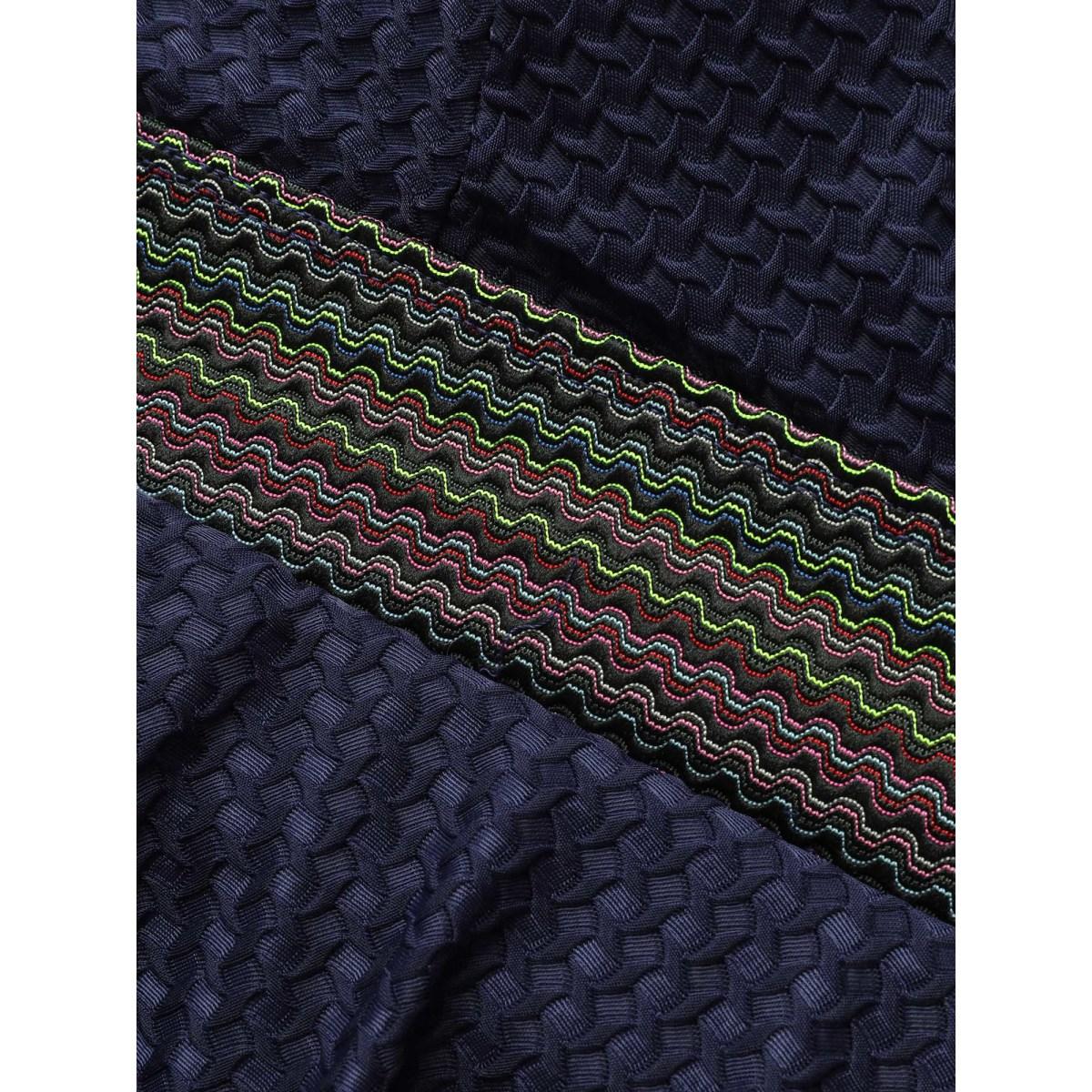 Plus Size Overlap Collar Textured Gathered Pocket Swim Dress Women's Swimwear Midnight Beach Bodycon Overlap Collar High stretch Curve Swim Dresses BloomChic 26/4X Product Image