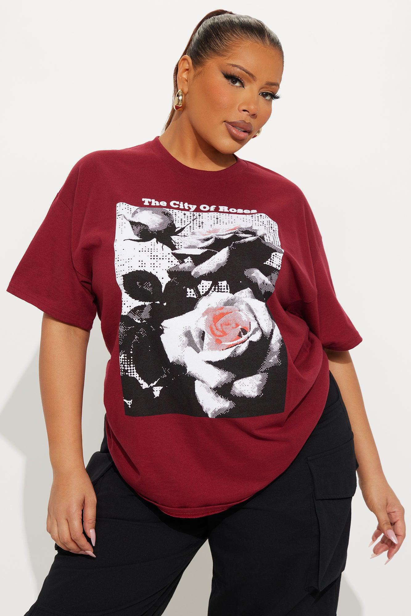 City Of Roses Oversized Tee - Burgundy Female Product Image