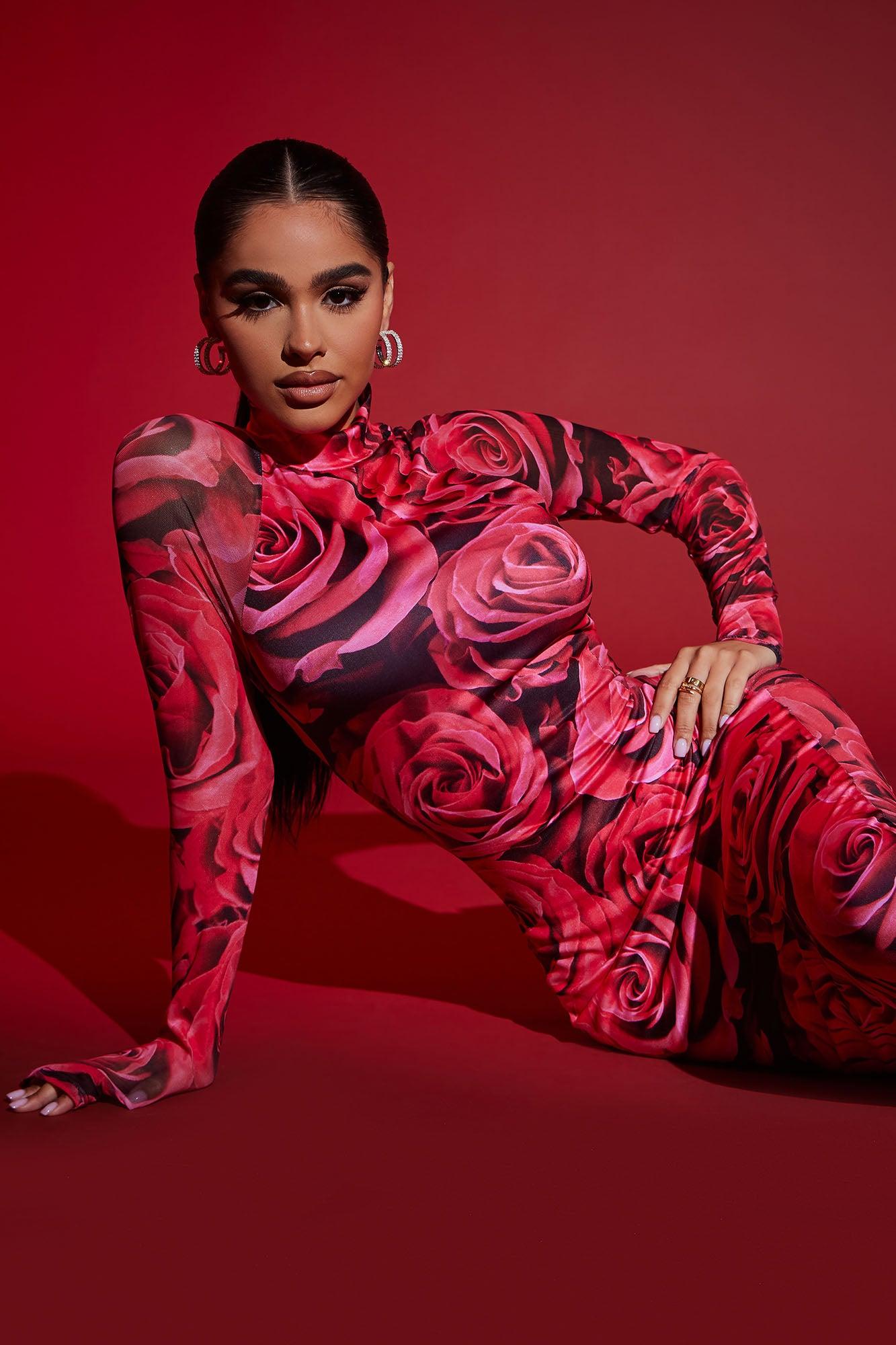 Smell The Roses Maxi Dress - Red/combo Product Image