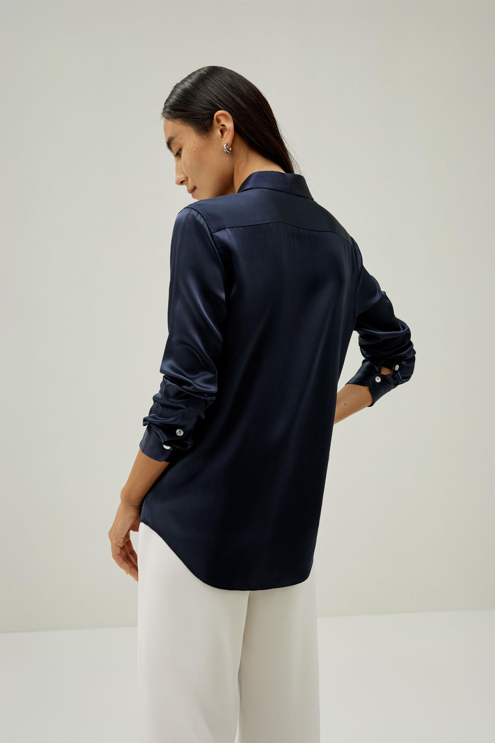 Elegant Button Up Silk Shirt Product Image