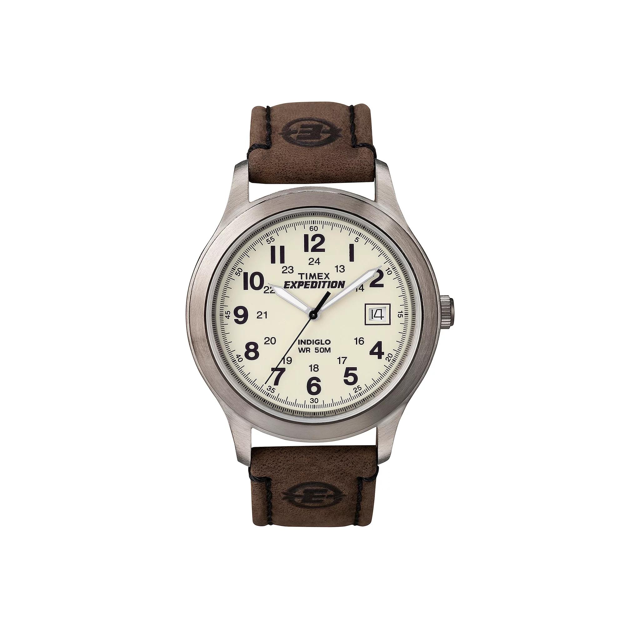 Men's Timex Expedition Field Watch with Leather Strap - Silver T49870JT Product Image