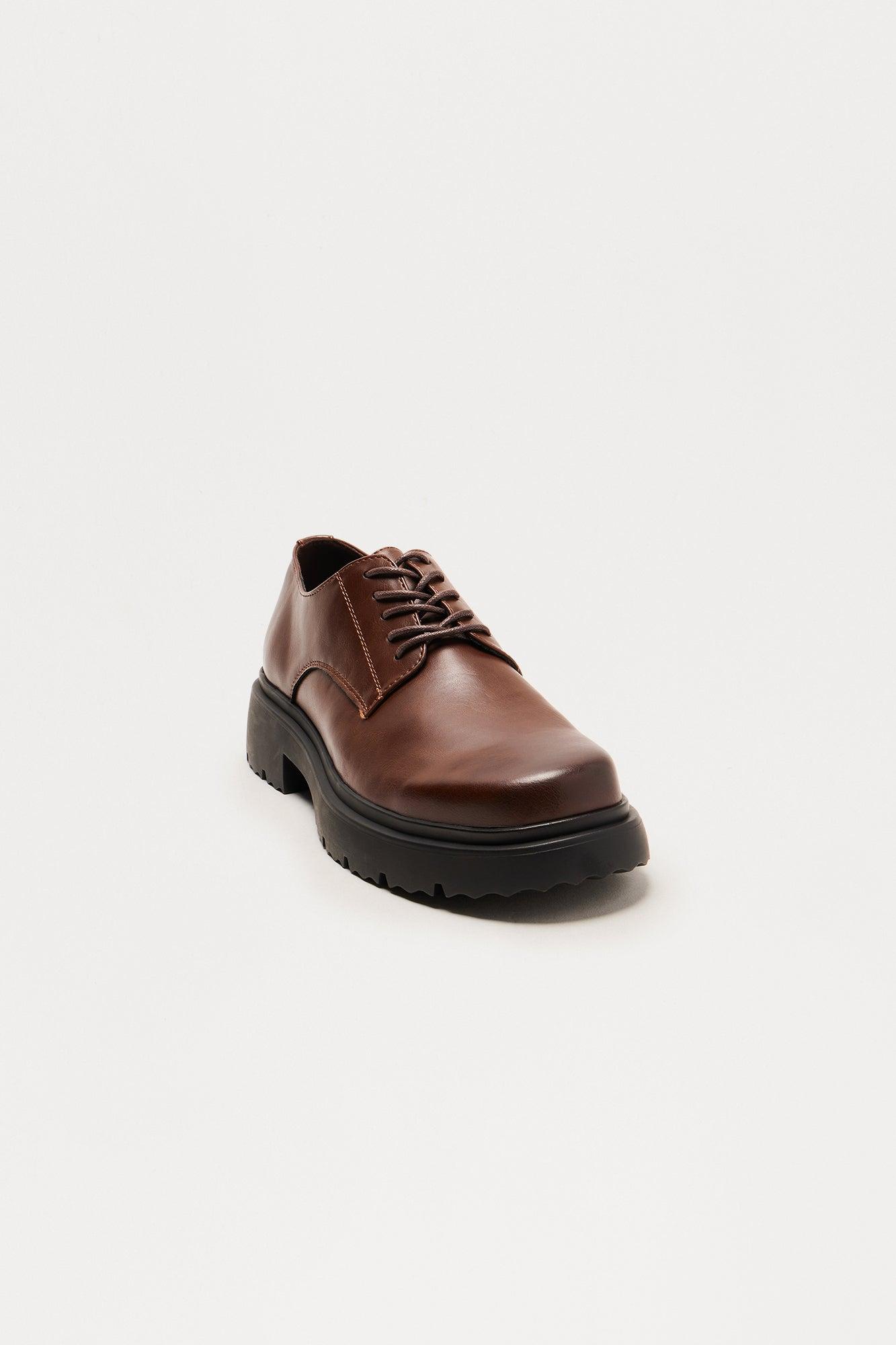 Chunky Lace Up Shoes - Brown Male Product Image