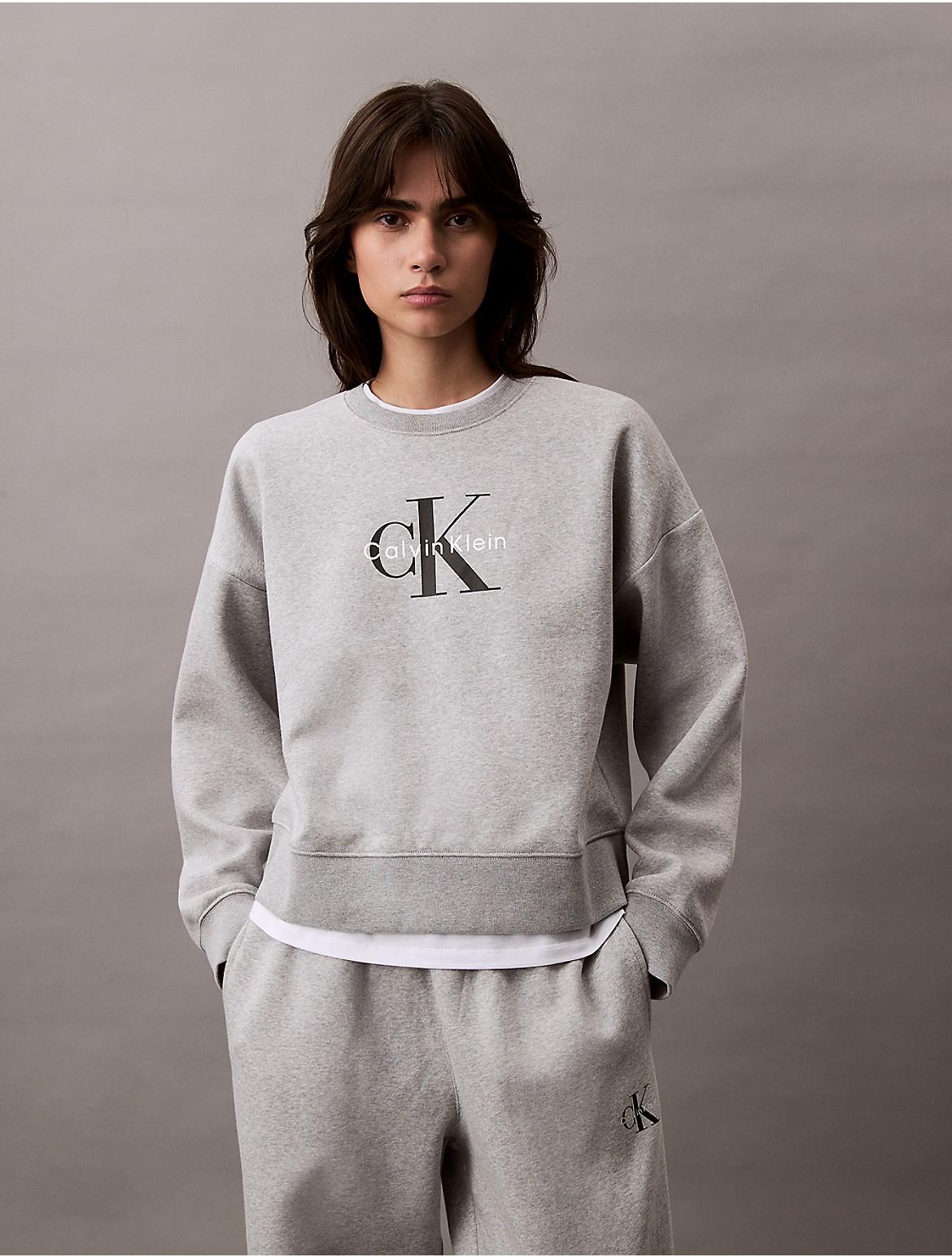 Calvin Klein Womens Monologo Fleece Relaxed Sweatshirt Product Image