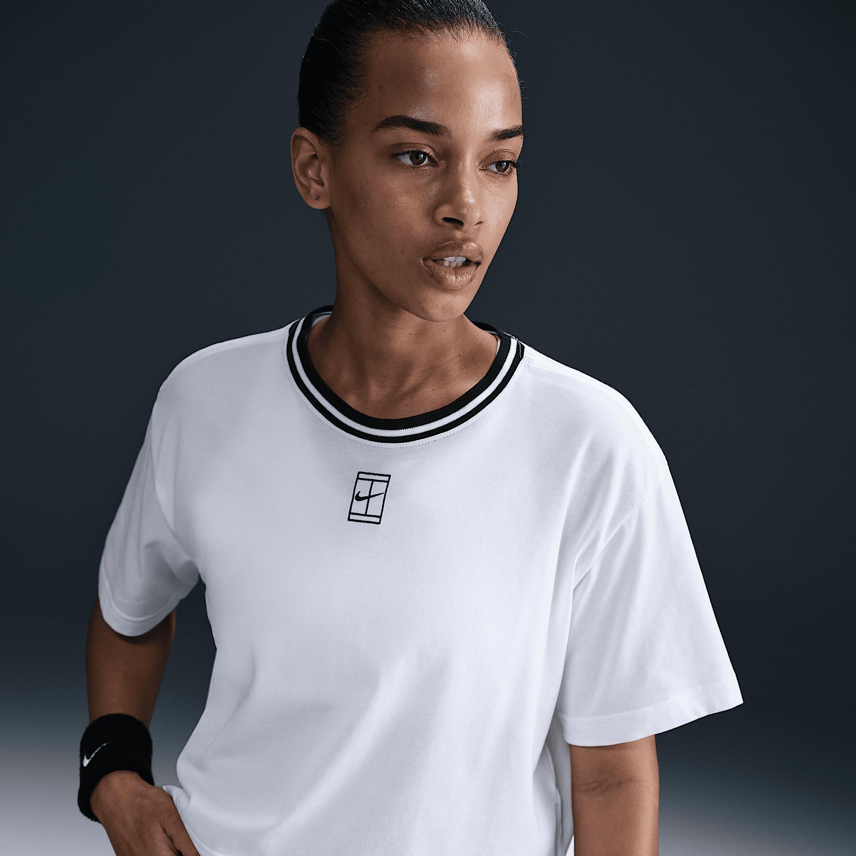 Nike Womens Heritage Dri-FIT Short-Sleeve Cropped T-Shirt | HJ3640-402 Product Image