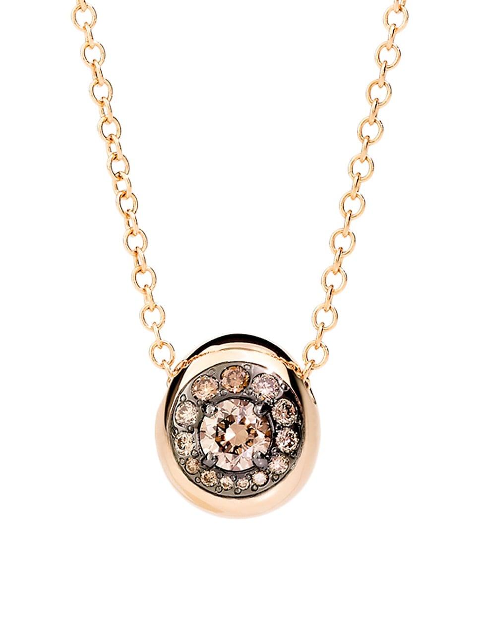 Womens Nuvola 18K Rose Gold & Brown Diamond Round Pendant Necklace Product Image