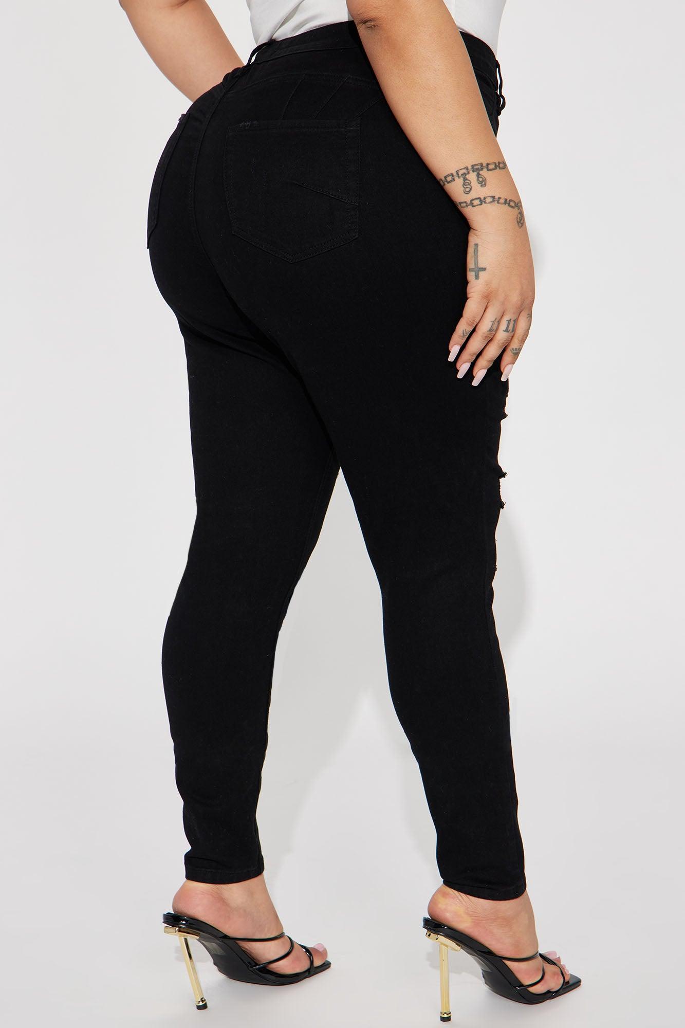 Miami Booty Lifting Ripped High Rise Stretch Skinny Jeans - Black Product Image