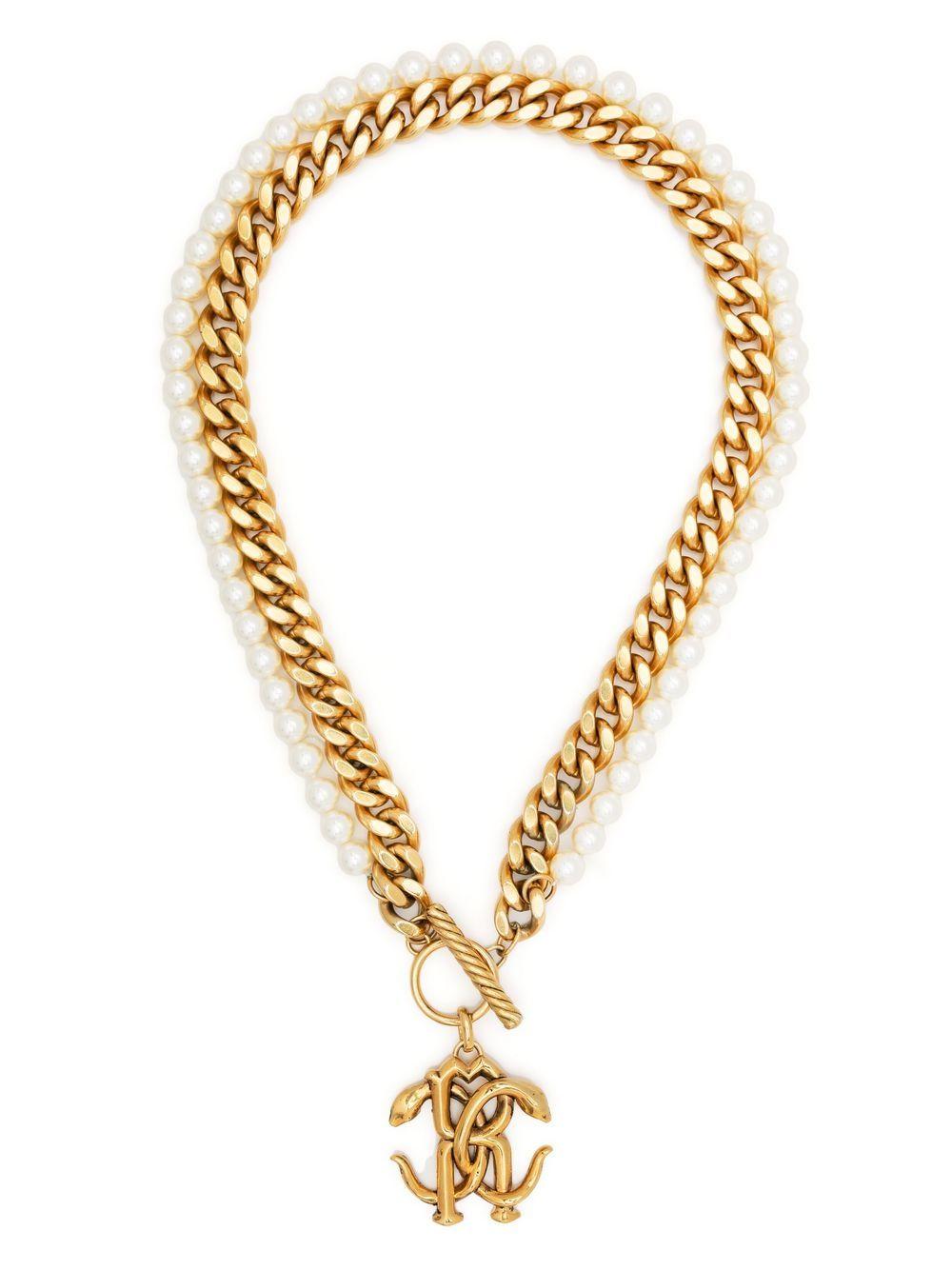 logo faux-pearl chain necklace Product Image