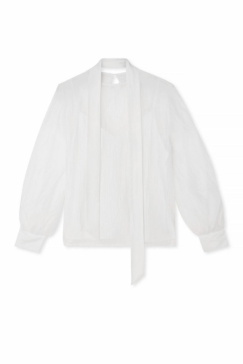 Balloon Sleeve Scarf Detail Blouse Product Image