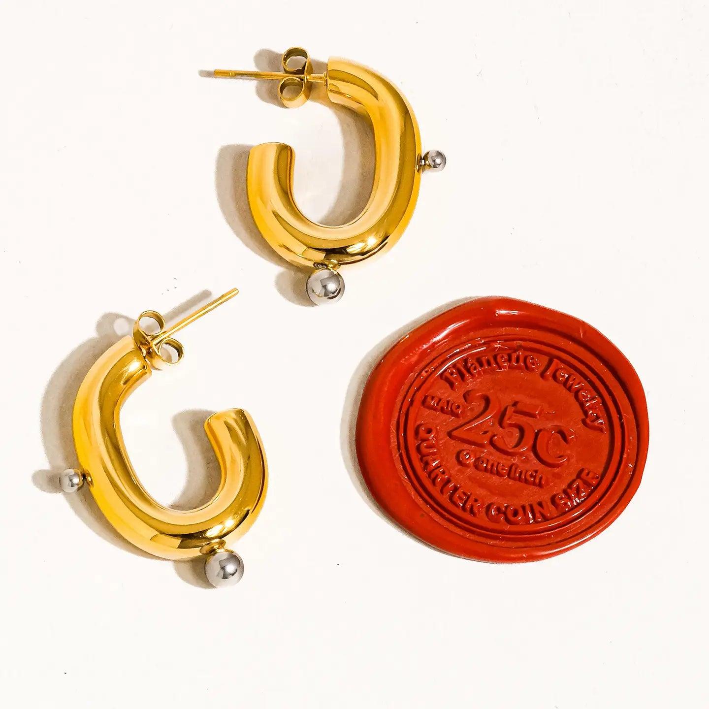 Two Toned Hoop Earring Product Image