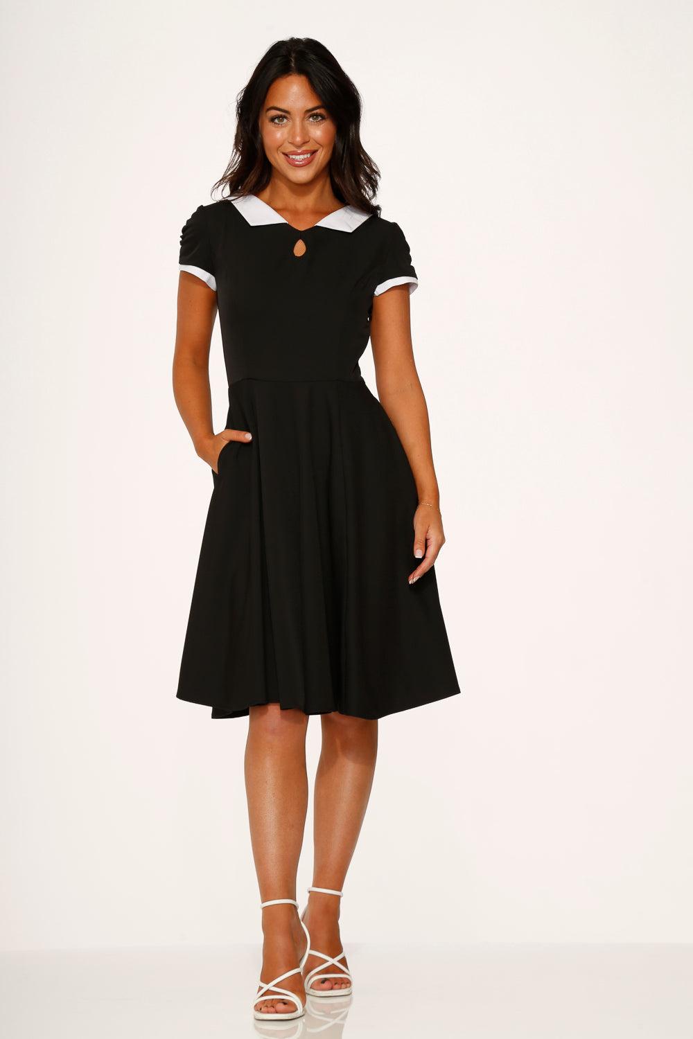 Black & White Keyhole Swing Dress Product Image