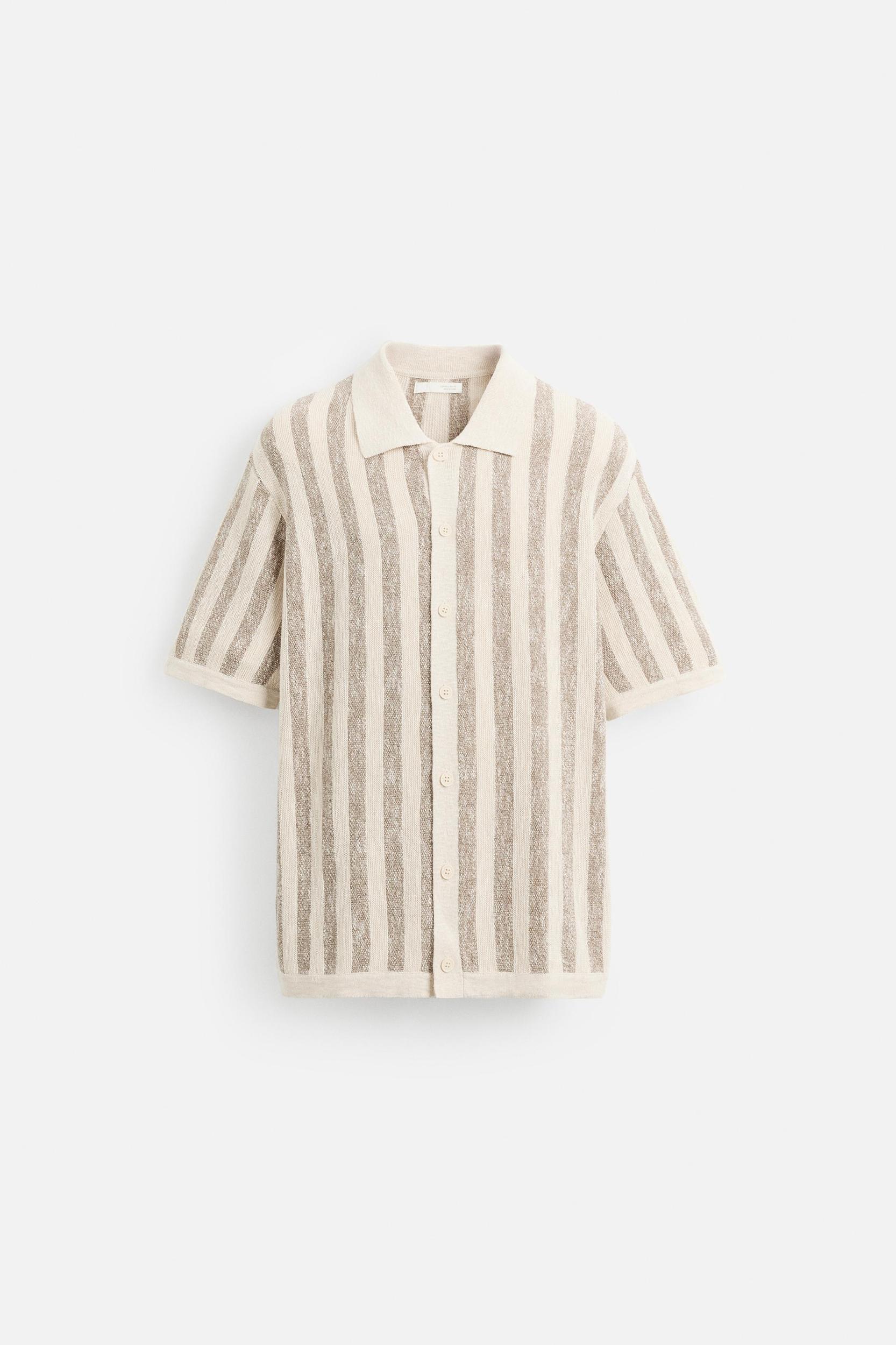 VERTICAL STRIPED KNIT SHIRT Product Image