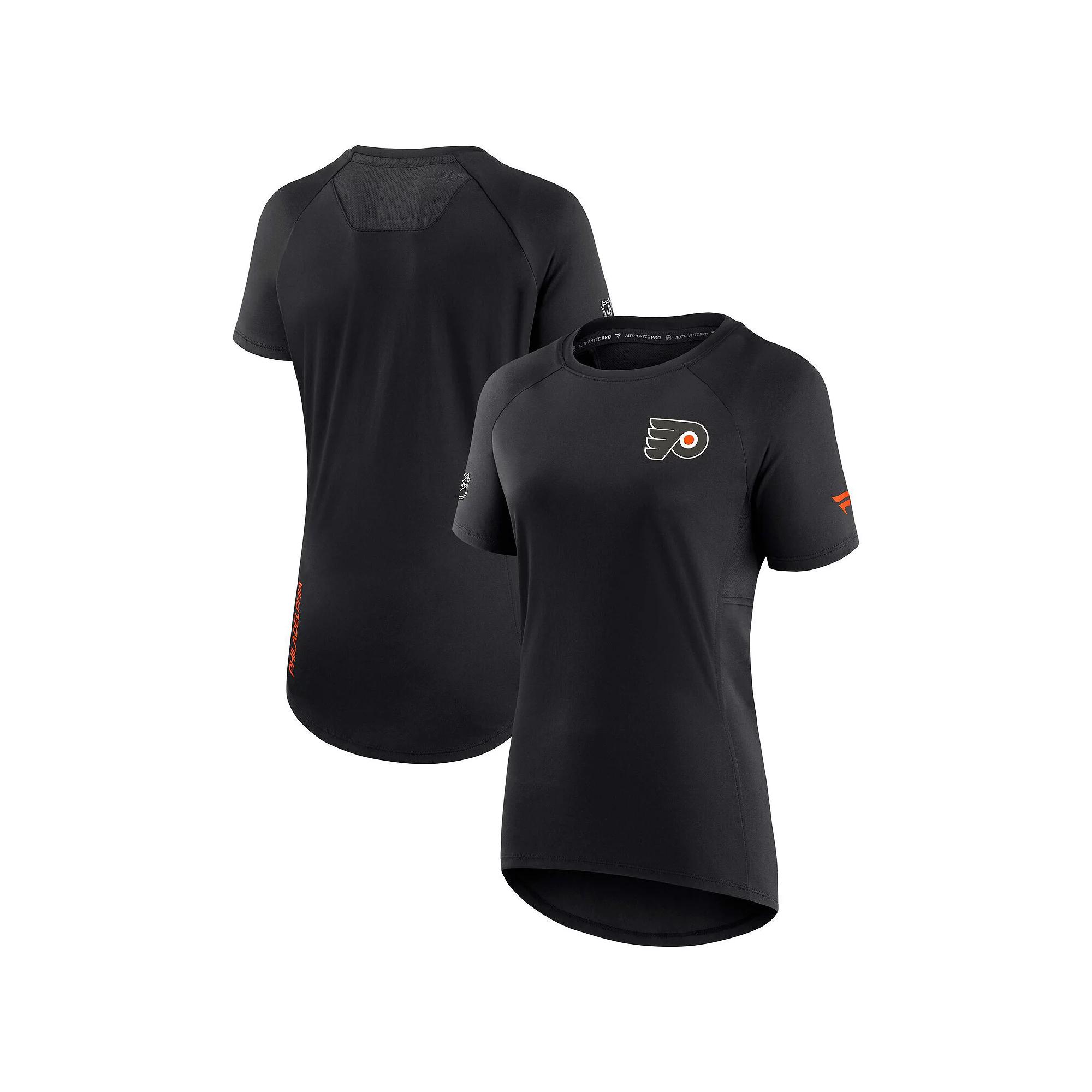 Women's Fanatics Branded Black Philadelphia Flyers Authentic Pro Rink Raglan Tech T-Shirt,  Product Image