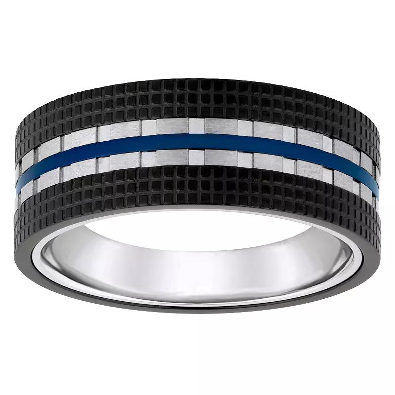 Celebration Gems Blue & Black Ion-Plated Stainless Steel Men's Wedding Band,  Product Image