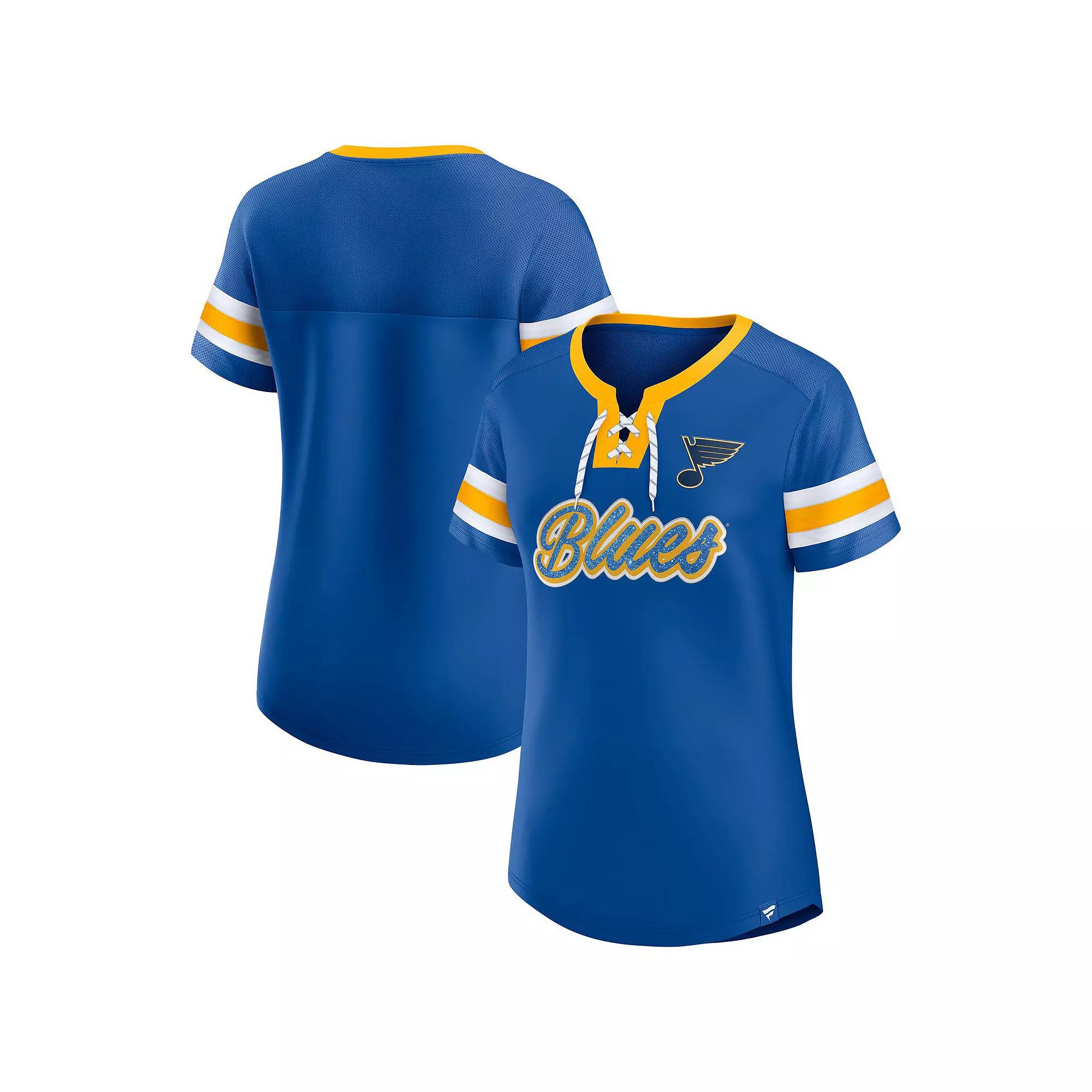 Women's Fanatics Blue St. Louis Blues Iconic Athena Lace-Up T-Shirt,  Product Image