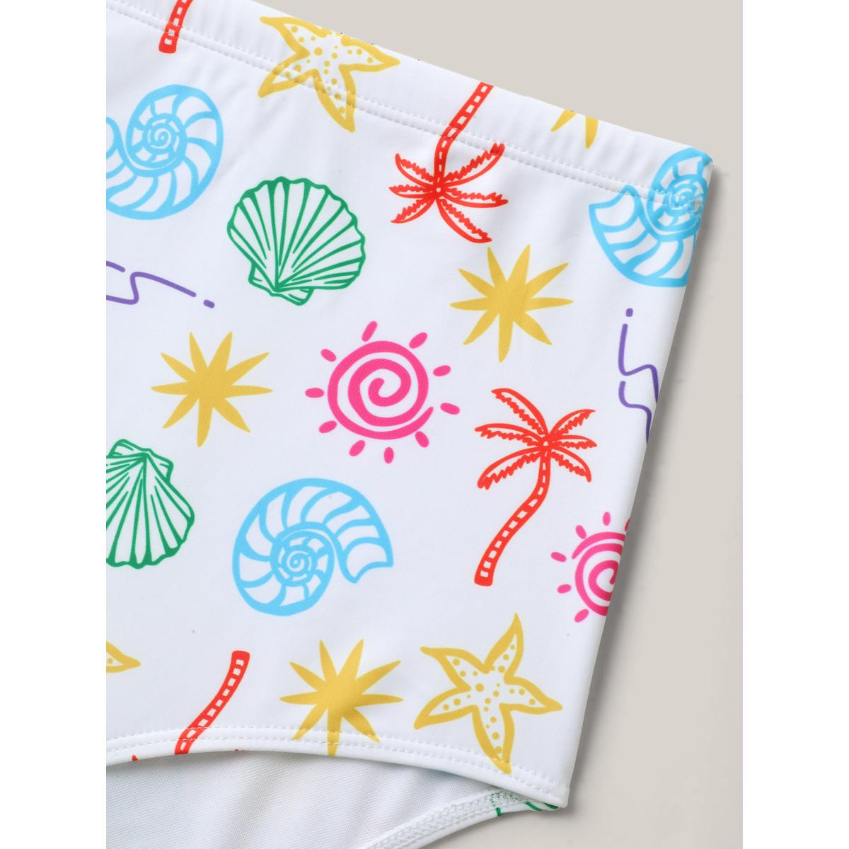 Plus Size Marine Elements Twist Front Swim Dress Women's Swimwear Ivory Resort Bodycon Heart neckline High stretch Curve Swim Dresses BloomChic 28/5X Product Image