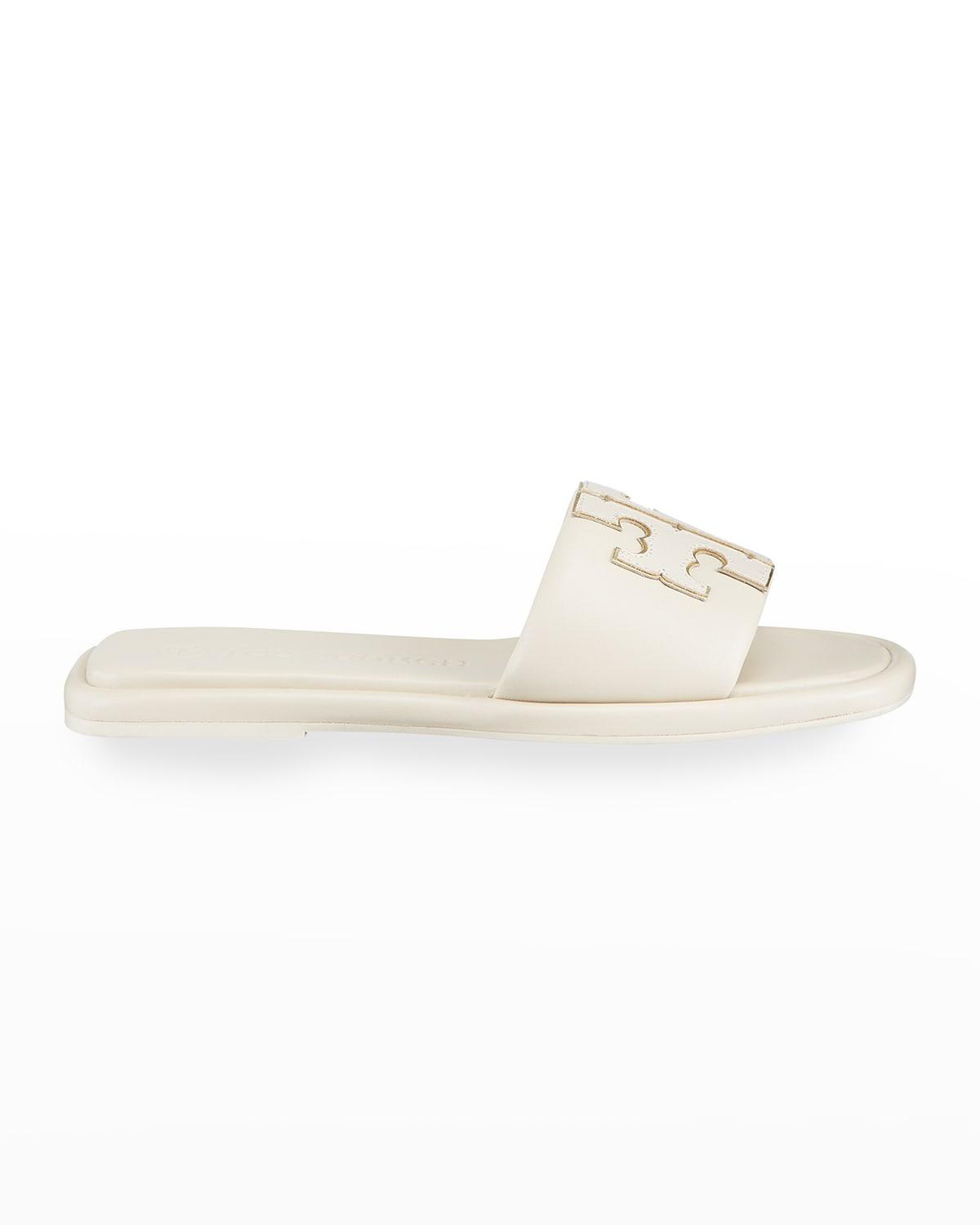 Womens Double-T Monogram Padded Leather Slide Sandals Product Image