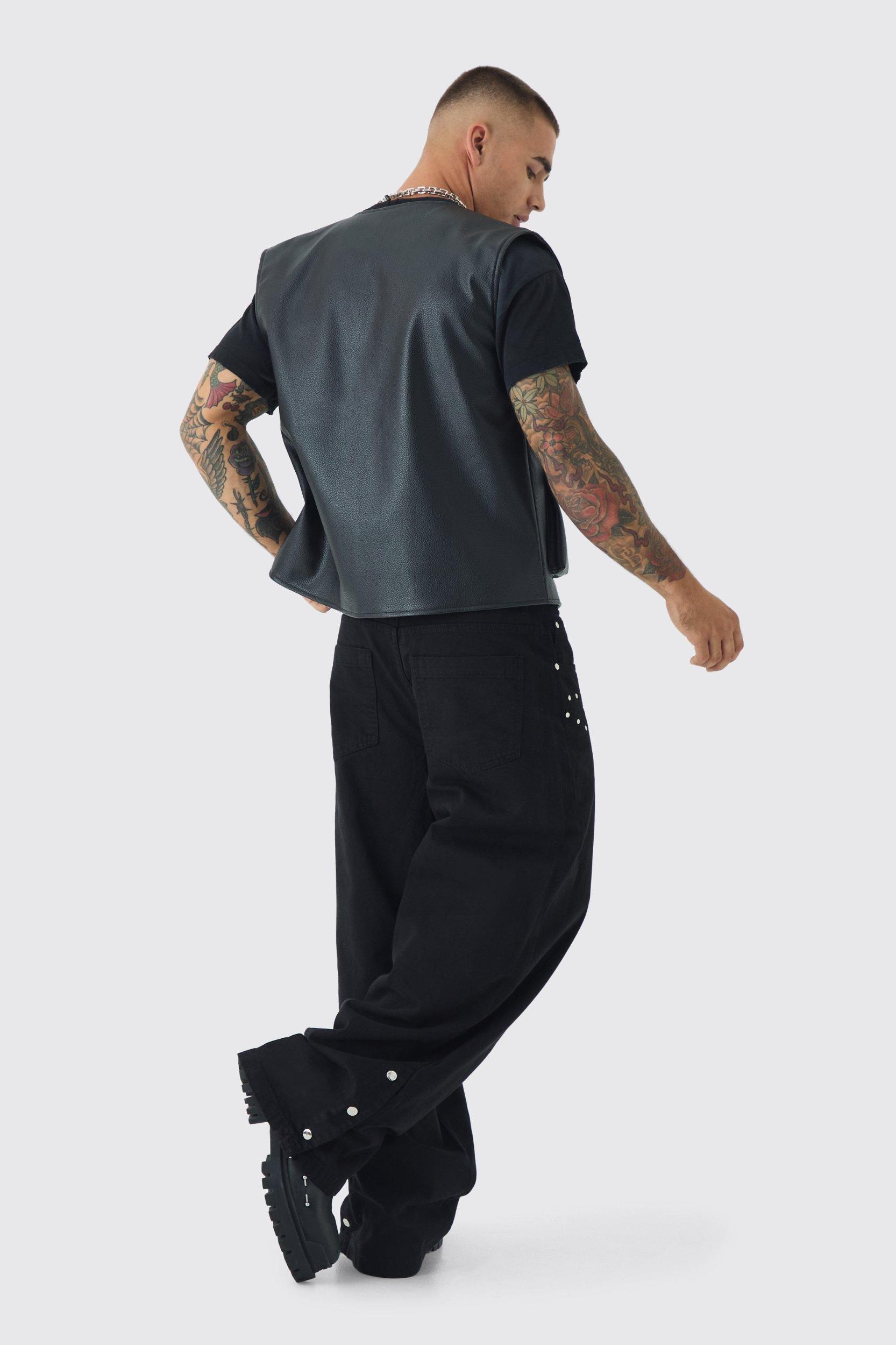 Baggy Fit Rigid Star Studded Jeans | boohooMAN USA Product Image