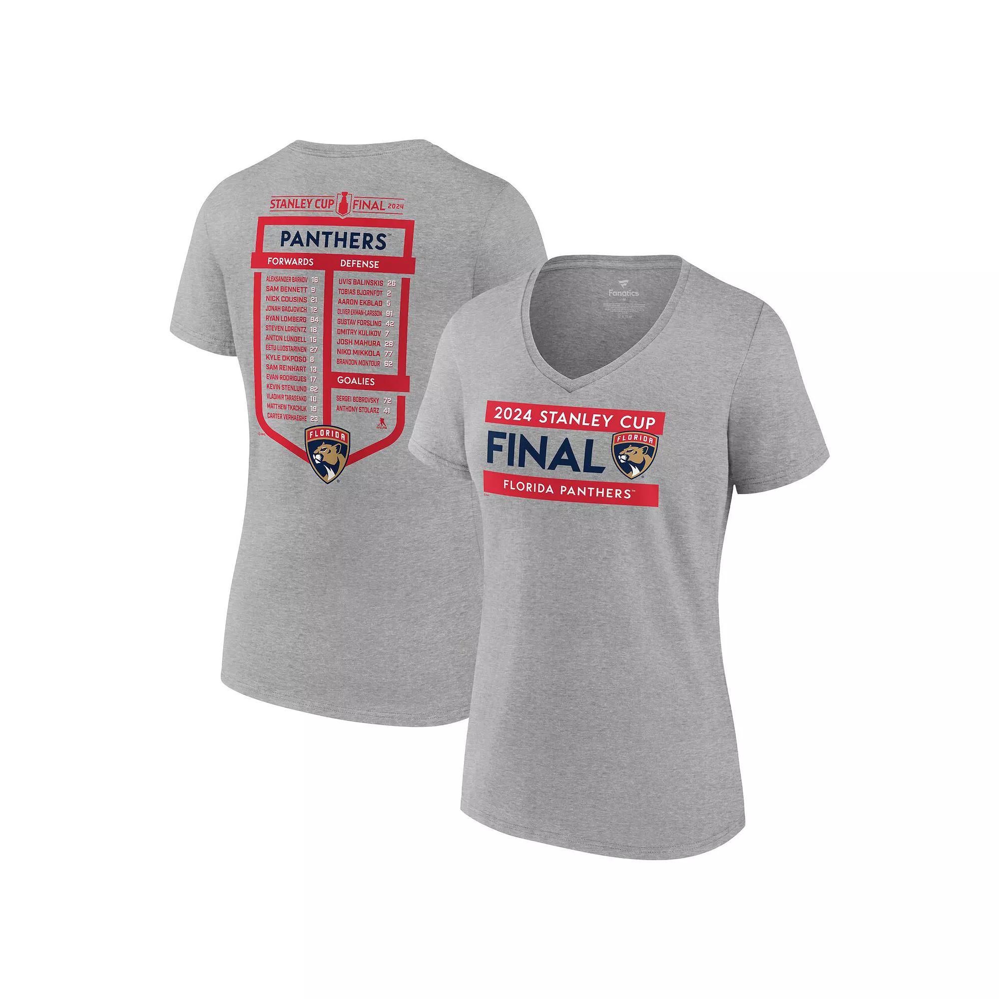 Women's Fanatics  Heather Gray Florida Panthers 2024 Eastern Conference Champions Locker Room V-Neck T-Shirt, Size: 4XL, Pnt Grey Product Image