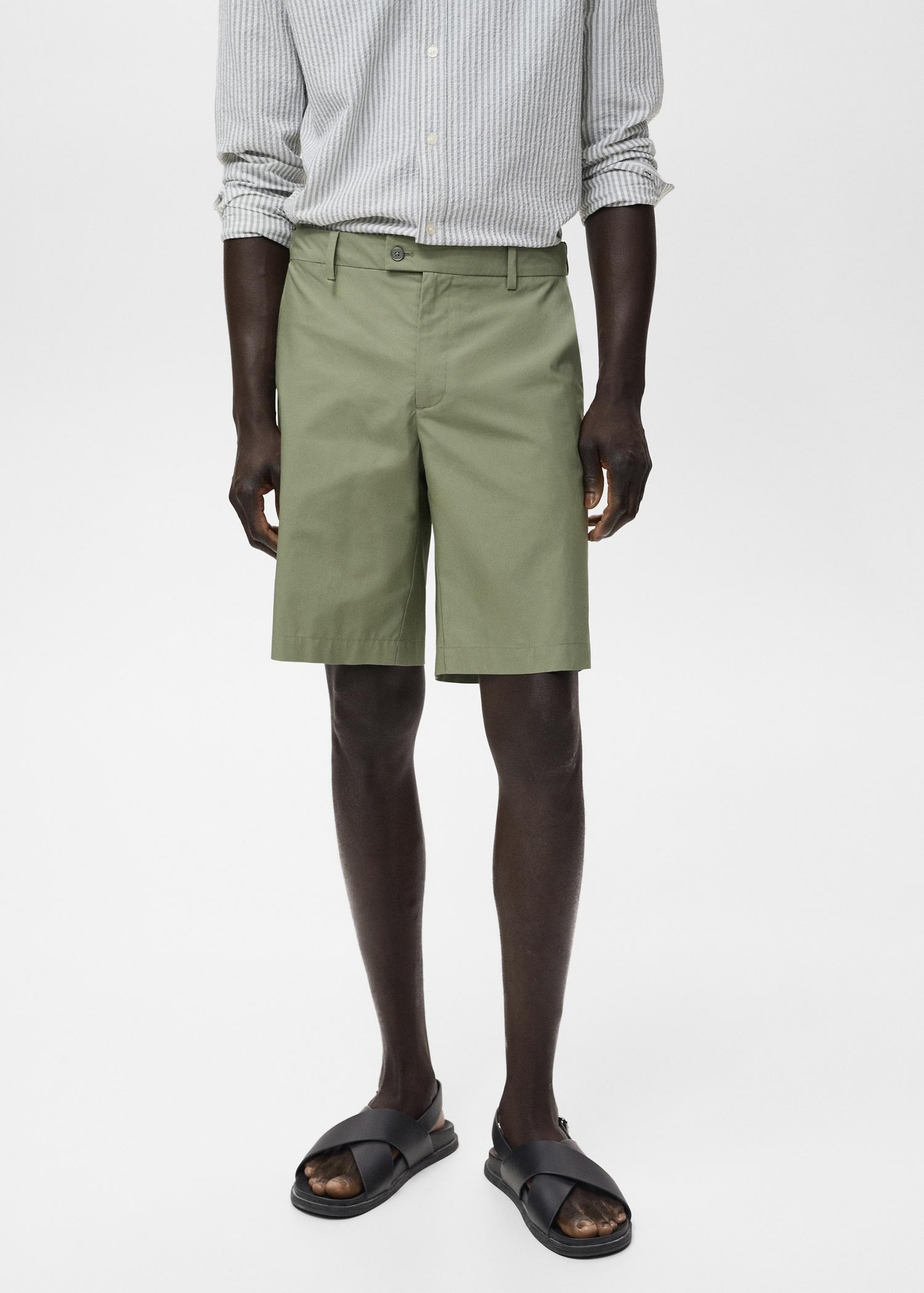 Cotton bermuda shorts with an interior elastic strip - Men | MANGO USA Product Image