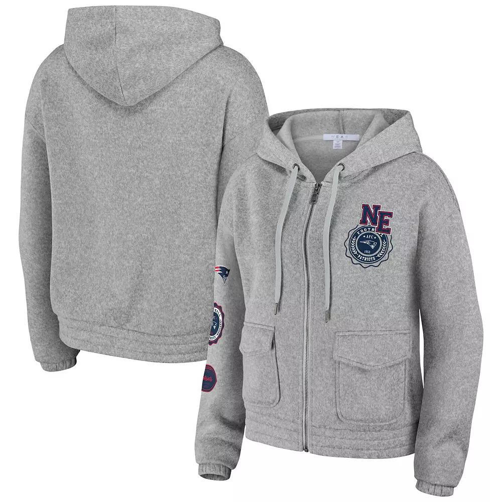 Women's WEAR by Erin Andrews Heather Gray New England Patriots Full-Zip Hoodie,  Product Image