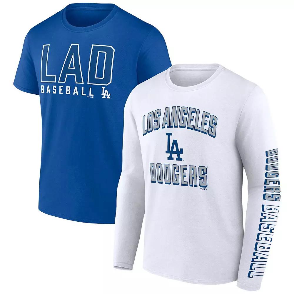 Men's Fanatics Branded Royal/White Los Angeles Dodgers Two-Pack Combo T-Shirt Set, Size: Small, Blue Product Image