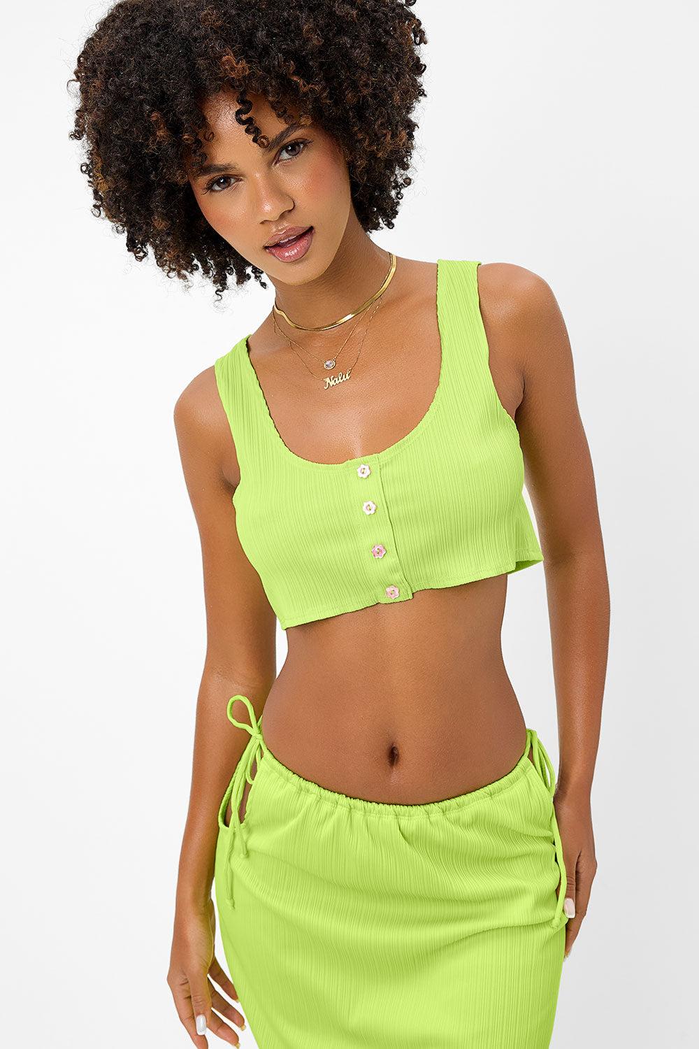 Jenny Plissé Midi Skirt - Kiwi Product Image