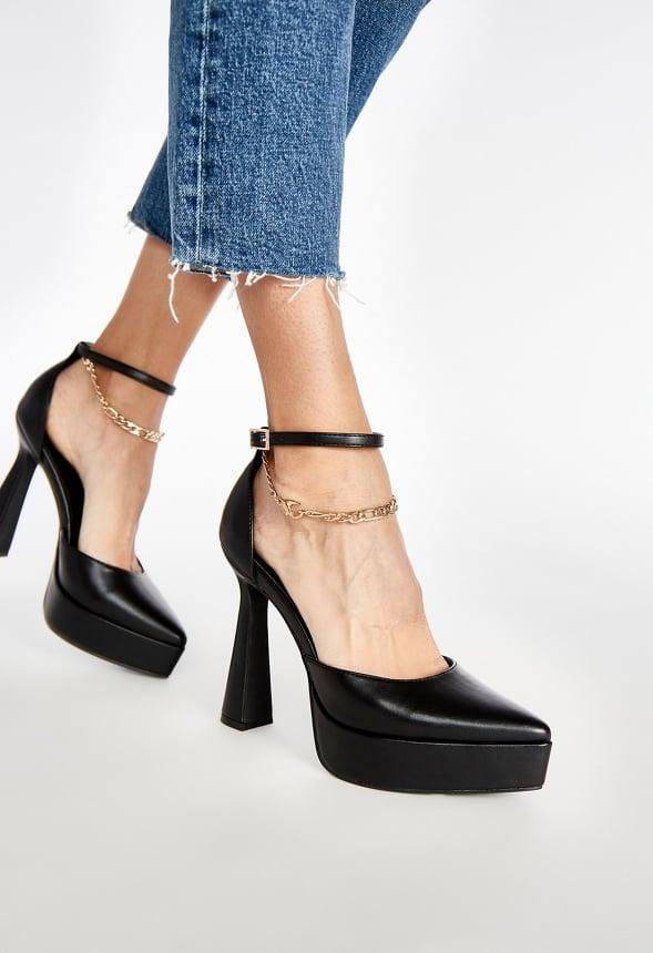 JustFab Margaux Platform Loafer Pump Womens Black/ White Size 8.5 Product Image