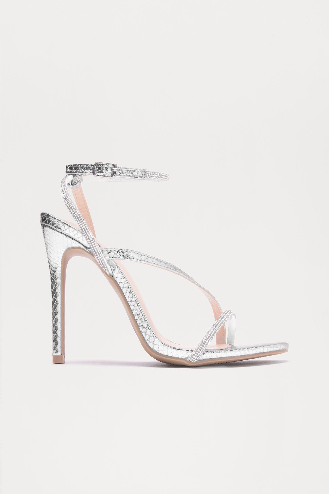Nemah Rhinestone Stiletto Heels - Silver Female Product Image