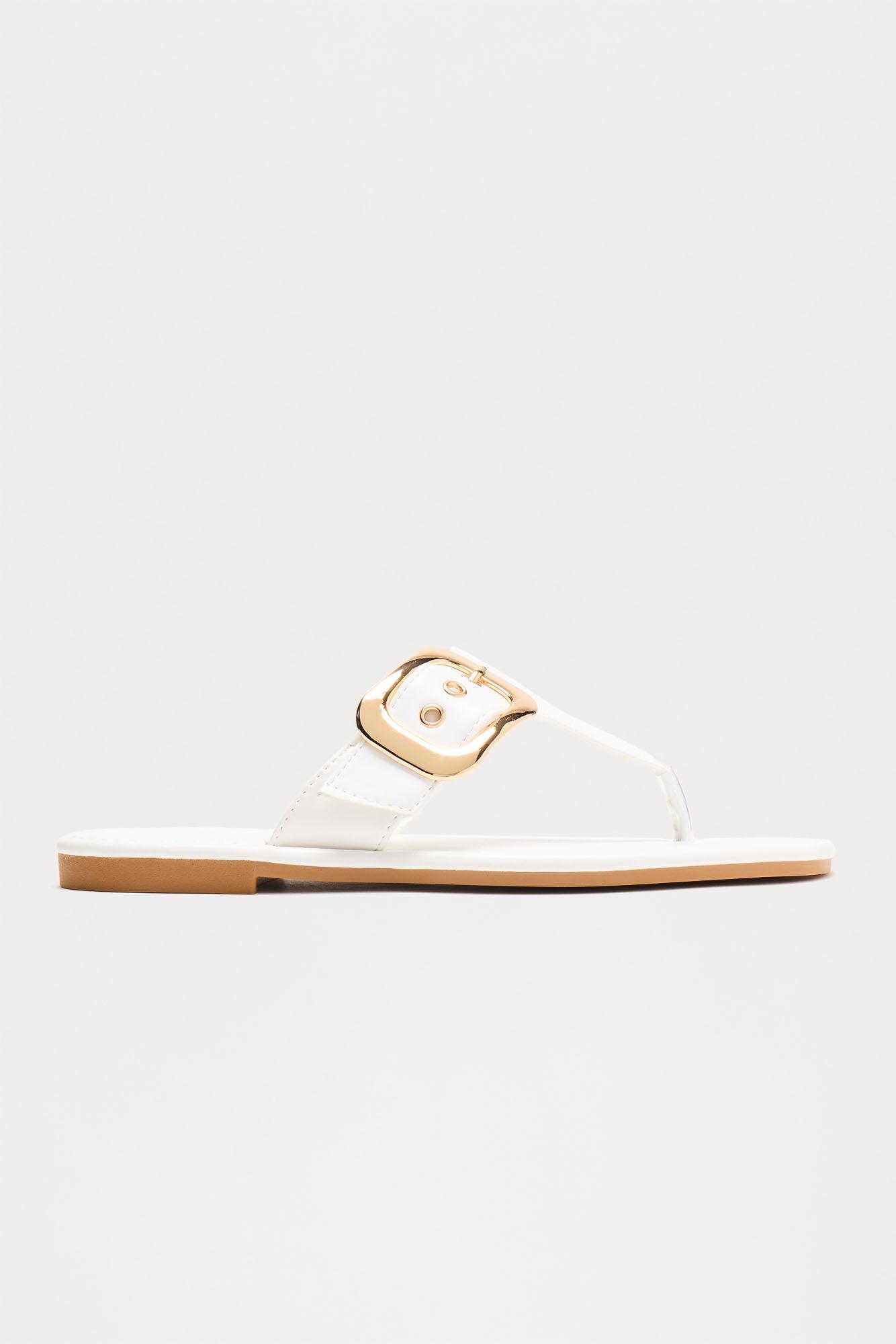 Hari Buckle Flip Flops - White Product Image