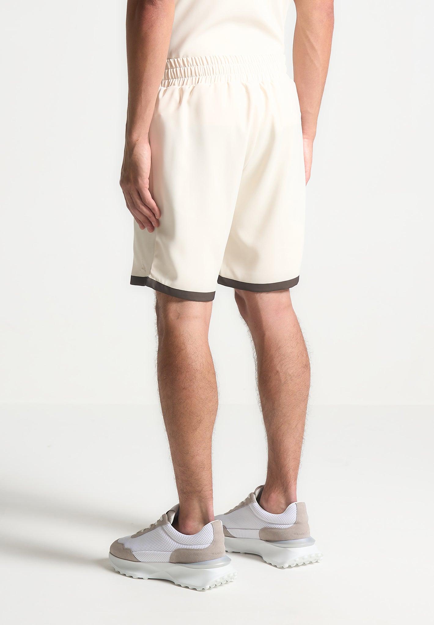 Raoul - Contrast Border Shorts - Cream/Brown Male Product Image