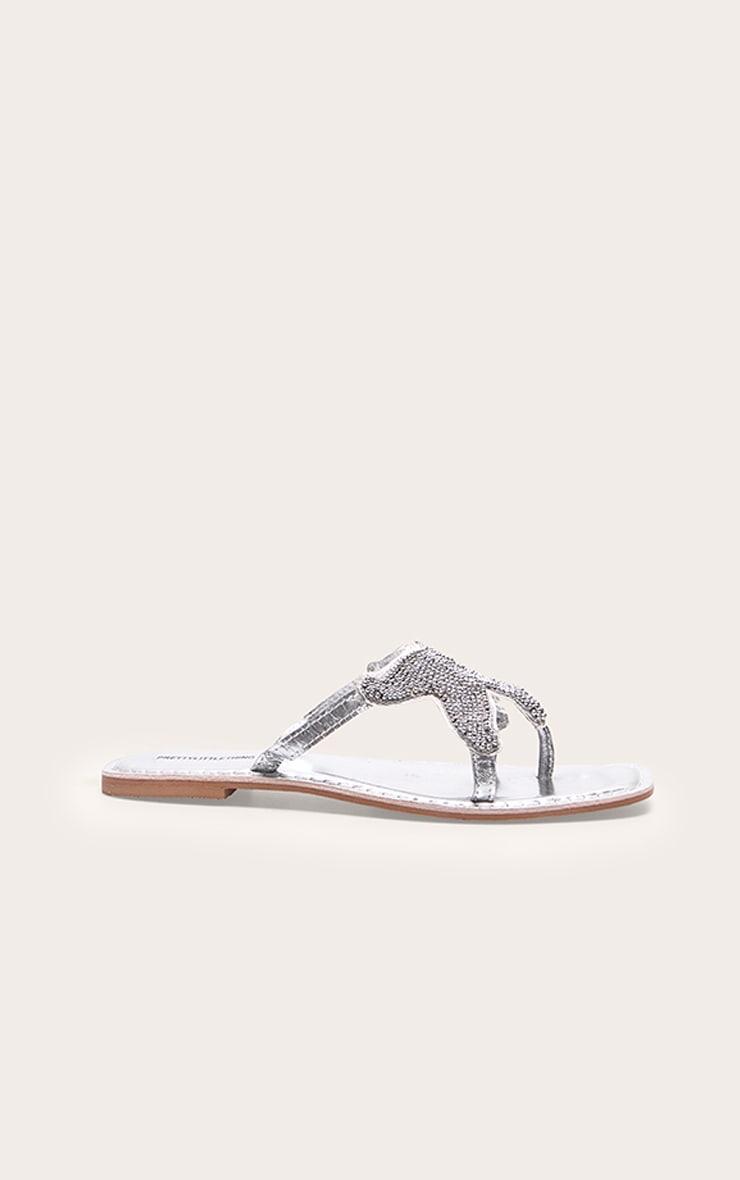 Silver Beaded Star Toe Thong Sandals Product Image