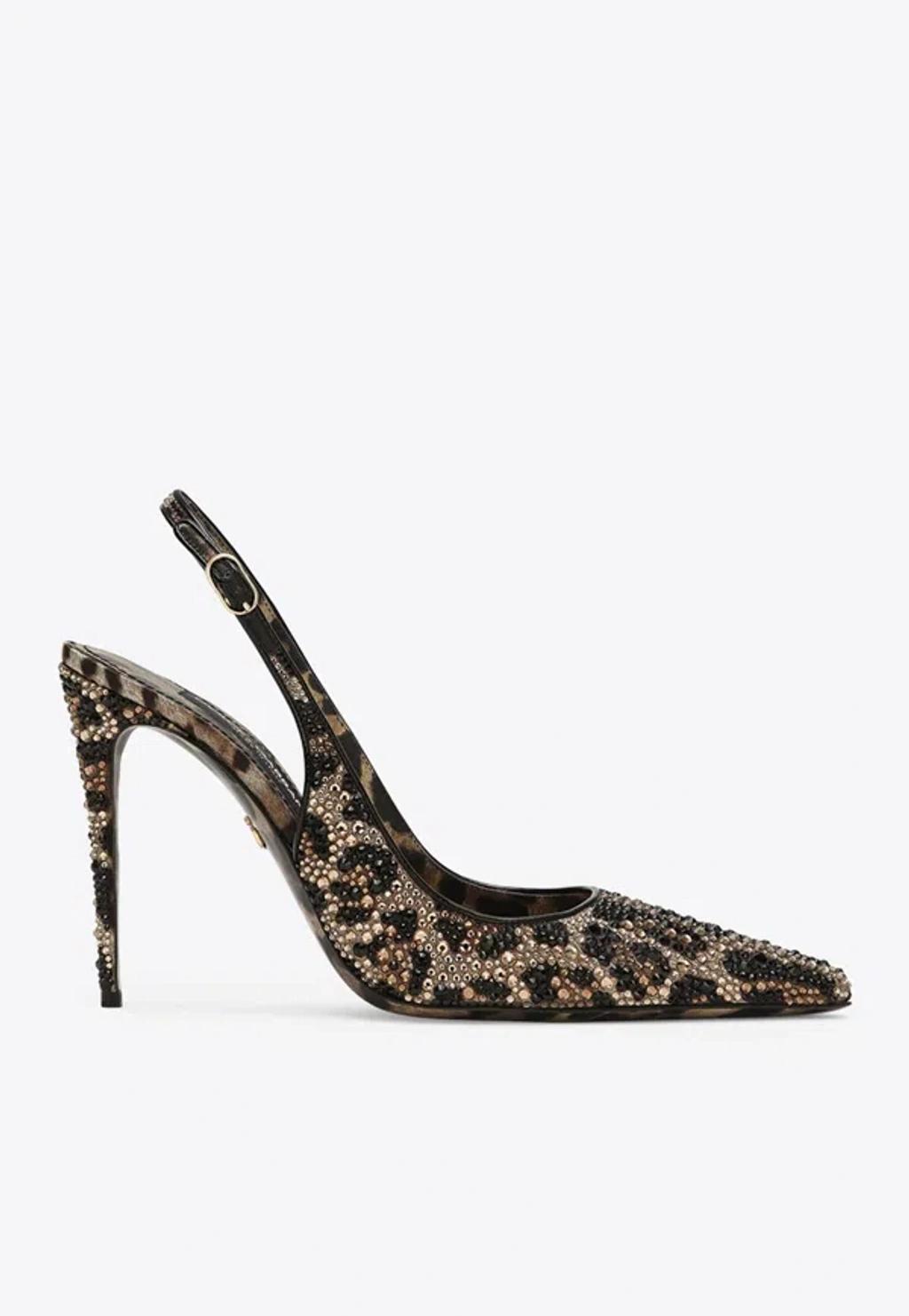 DOLCE & GABBANA Luxurious Leopard Printed Slingback Pumps For Women In Lavender Product Image