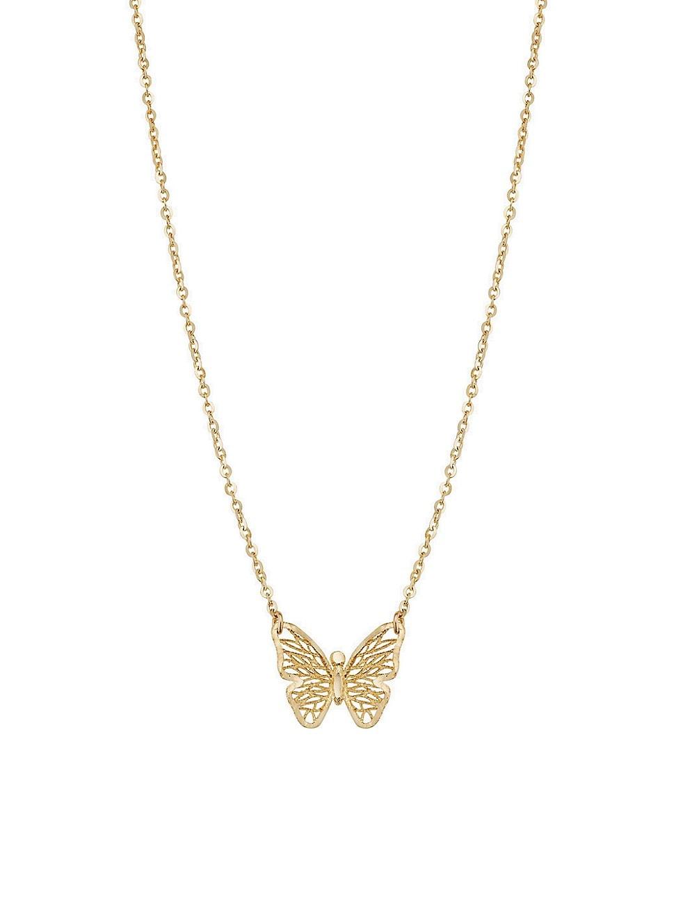 Womens 14K Yellow Gold Social Butterfly Pendant Necklace Product Image