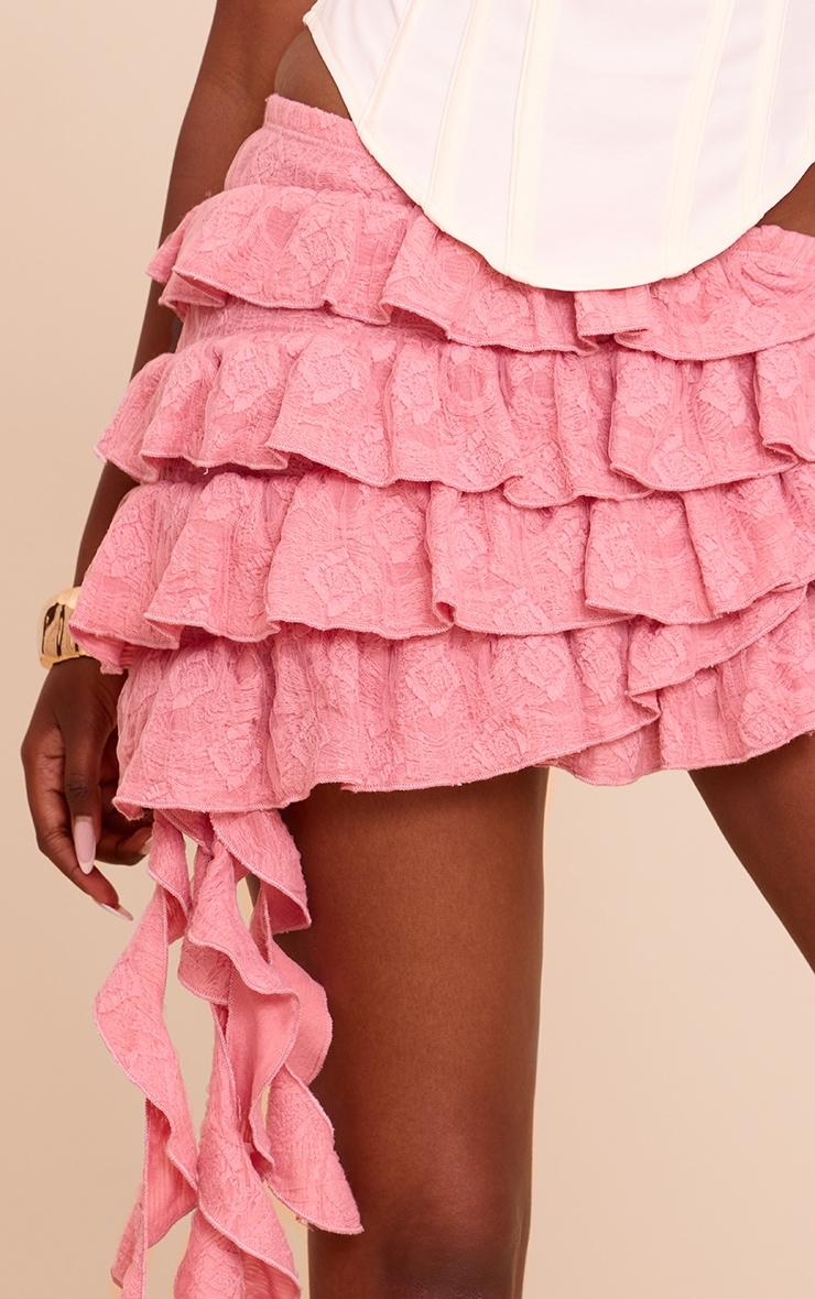Blush Textured Tiered Rara Mini Skirt Product Image