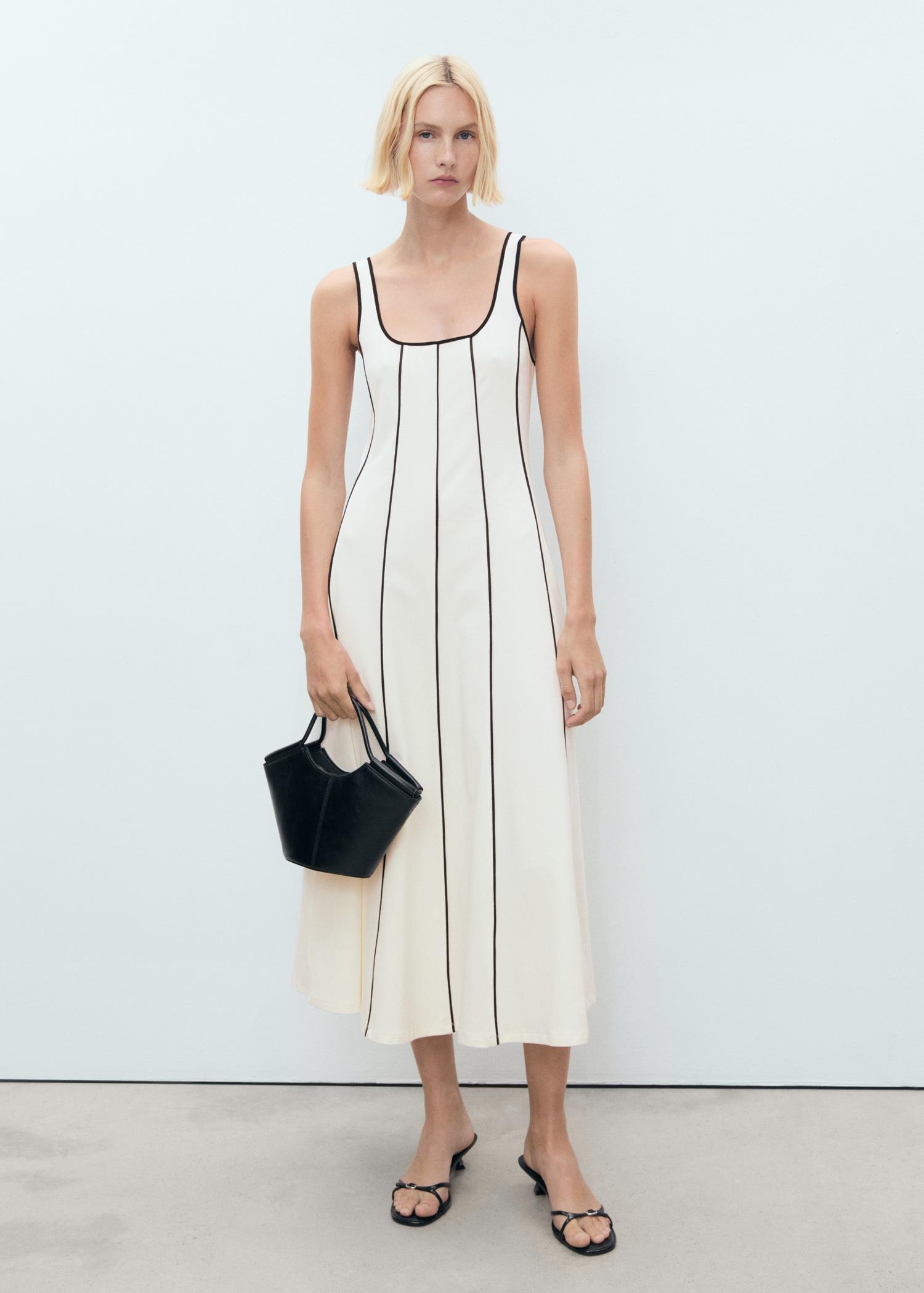 Striped cotton dress - Women | MANGO USA Product Image