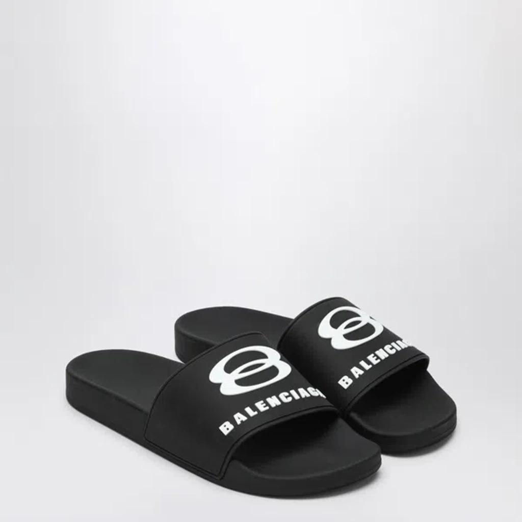 BALENCIAGA Rubber Slide Sandals For The Pool Men In Black White Product Image