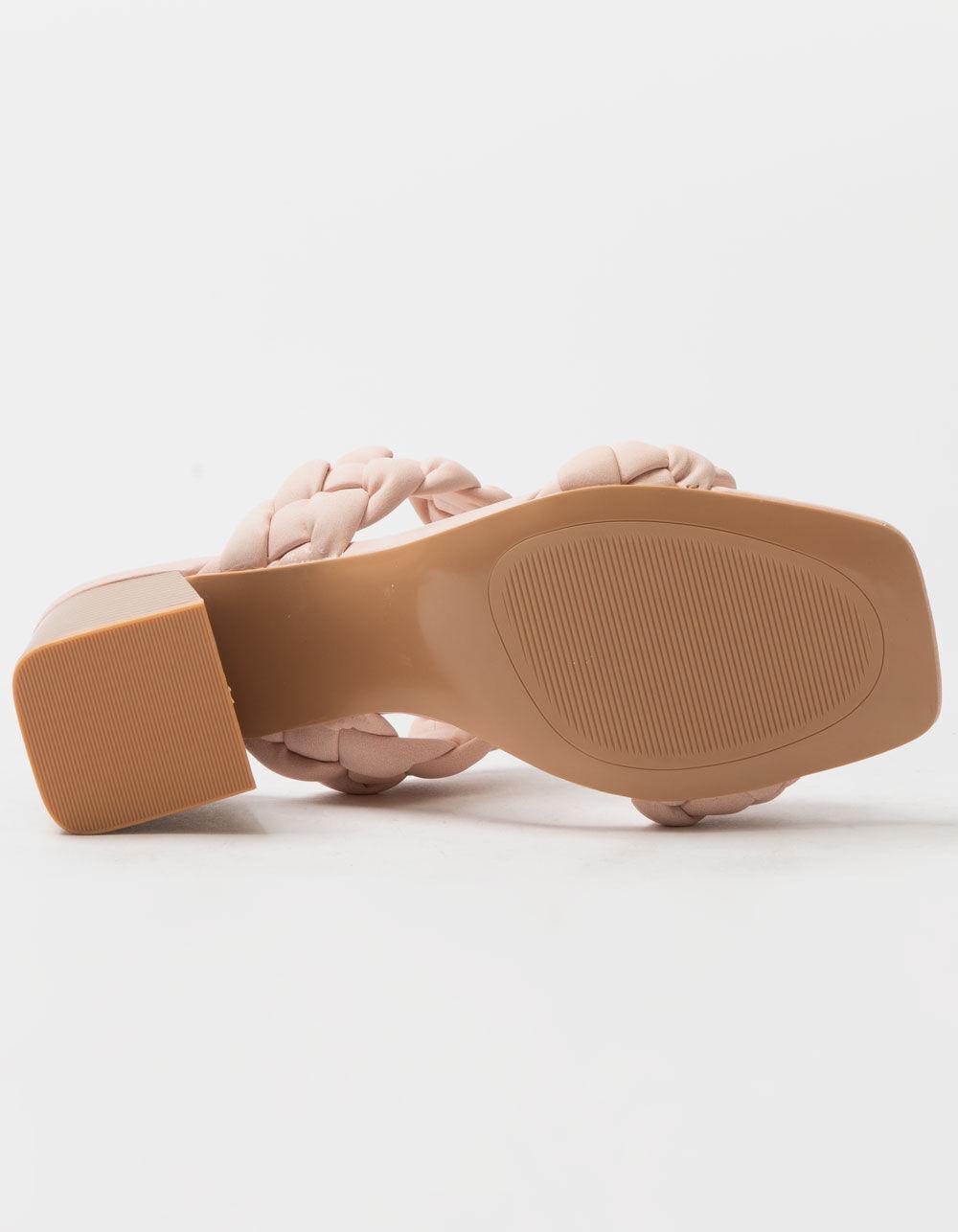 SODA Braided Womens Block Heels - BLUSH Product Image