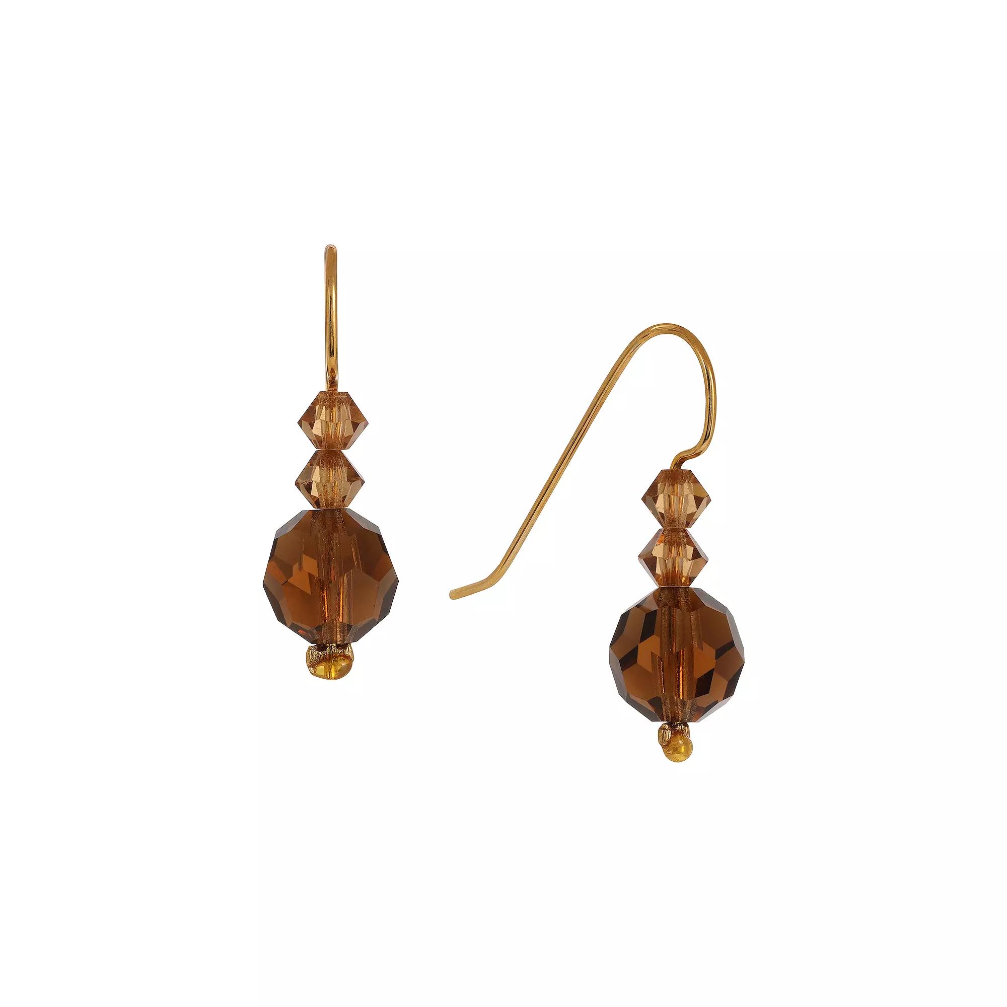 1928 Gold Tone Bead Drop Earrings, Womens, Lt Beige Product Image